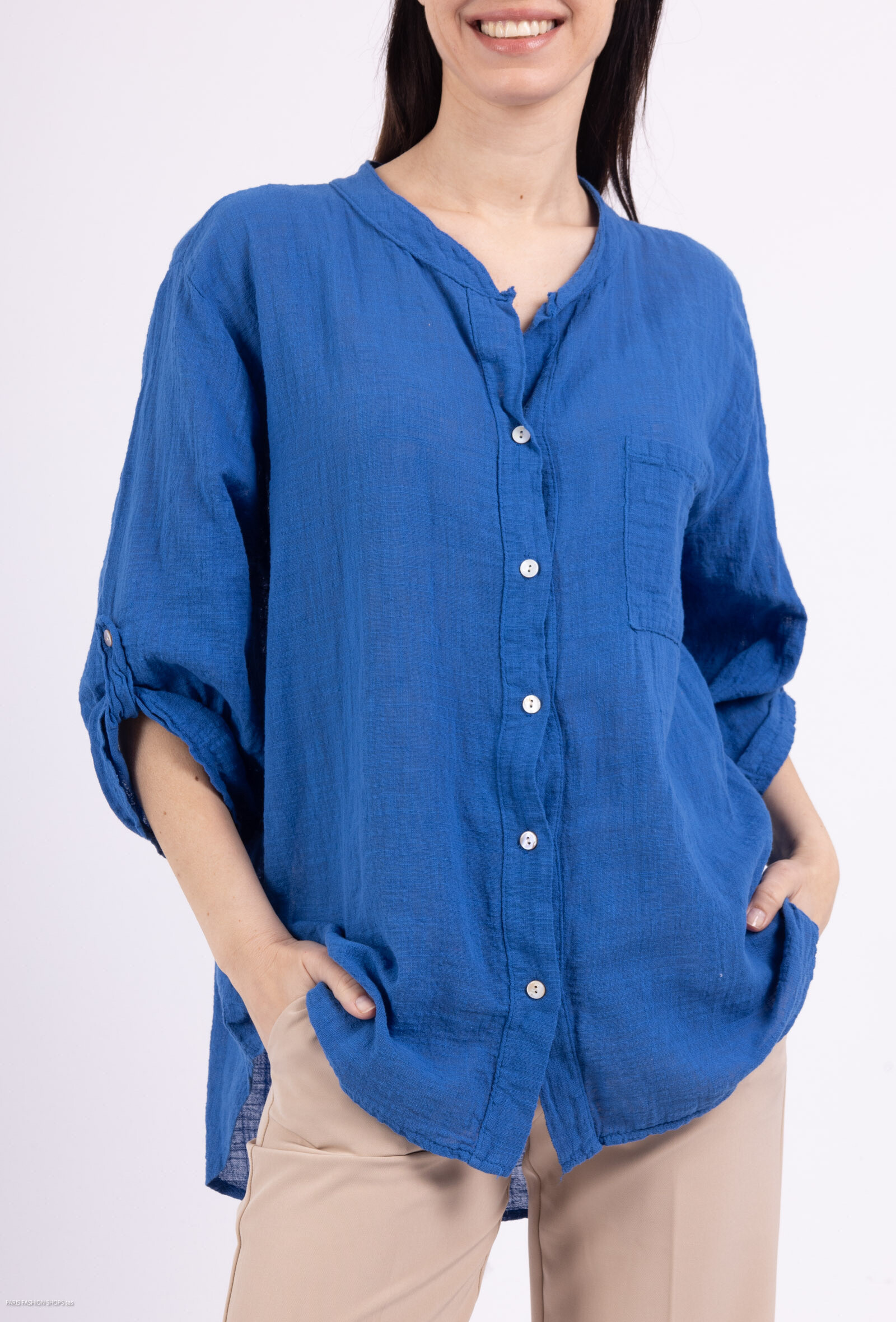 Grossiste FEELOOK - Chemise unie en coton