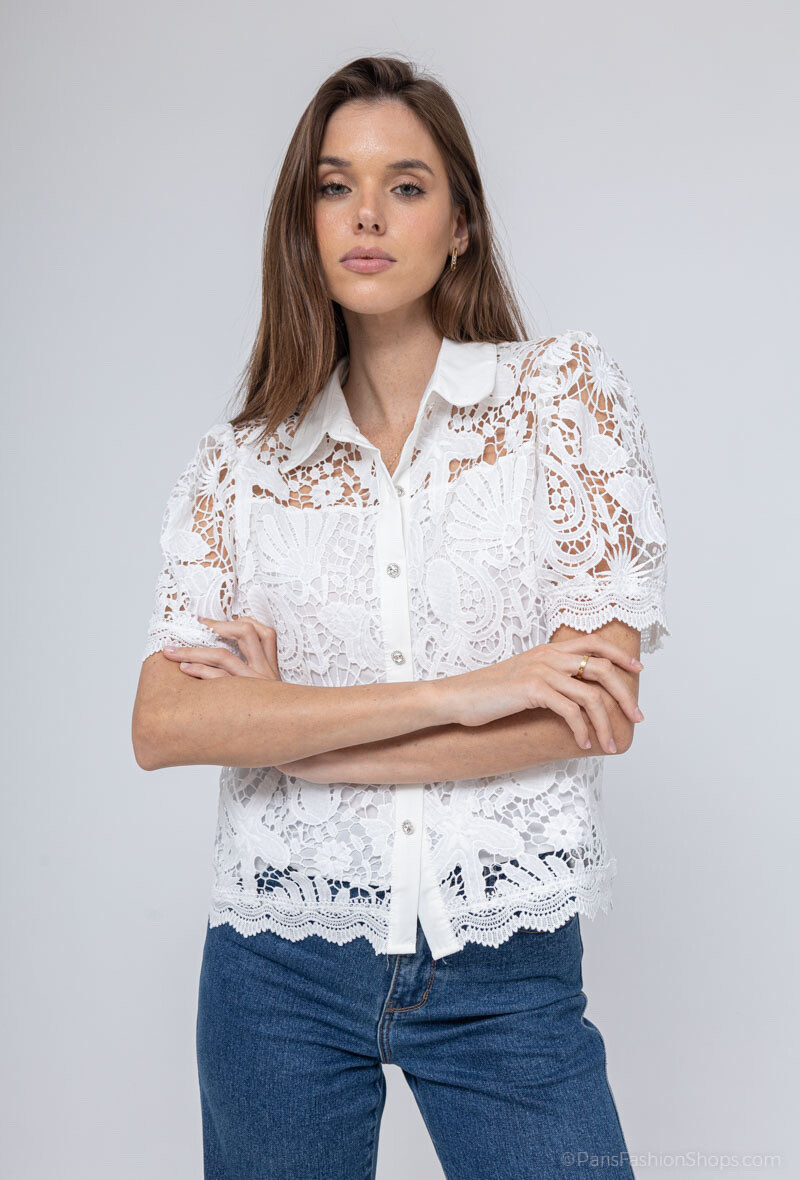 Grossiste FEELOOK - Chemise a manches courtes a motif brodé