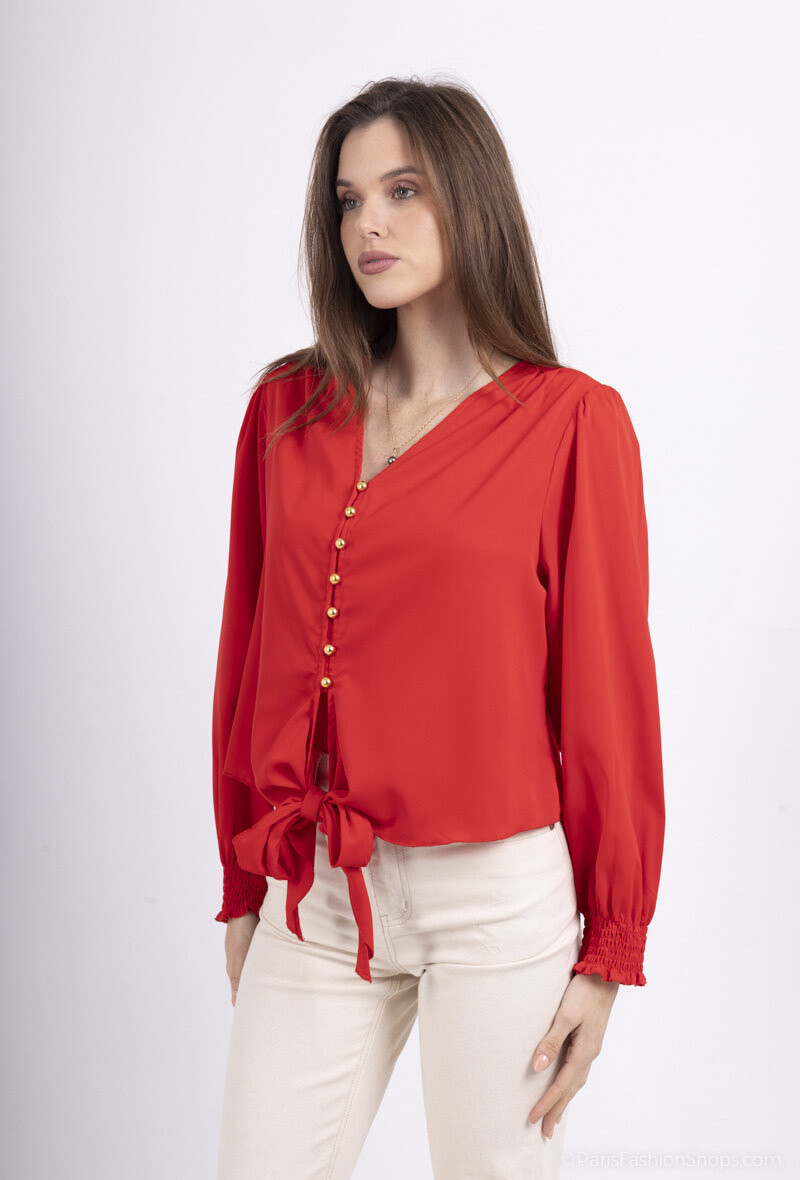 Grossiste FEELOOK - Chemise unie avec boutons dorées