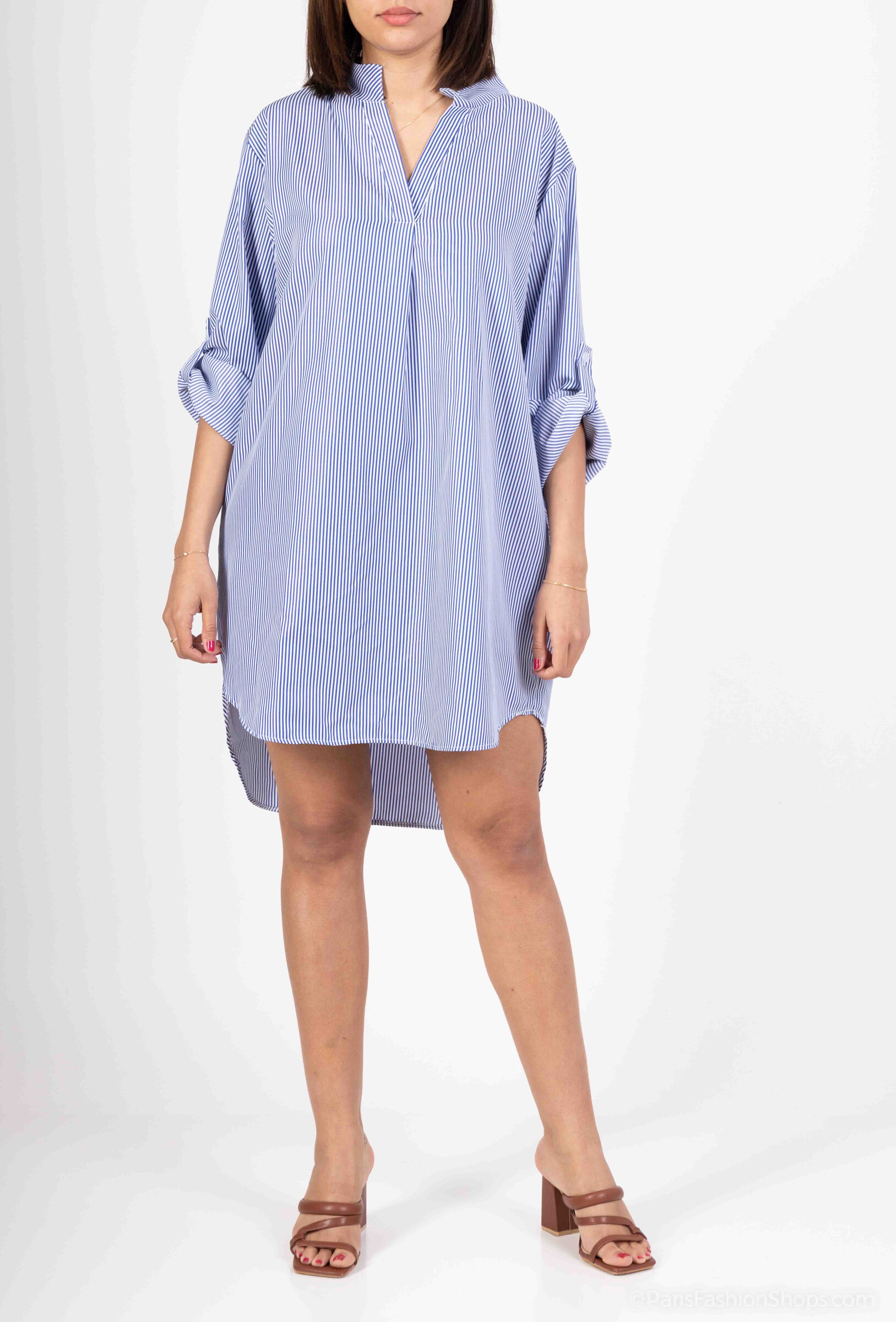 Grossiste FEELOOK - Chemise longue a rayure grande taille