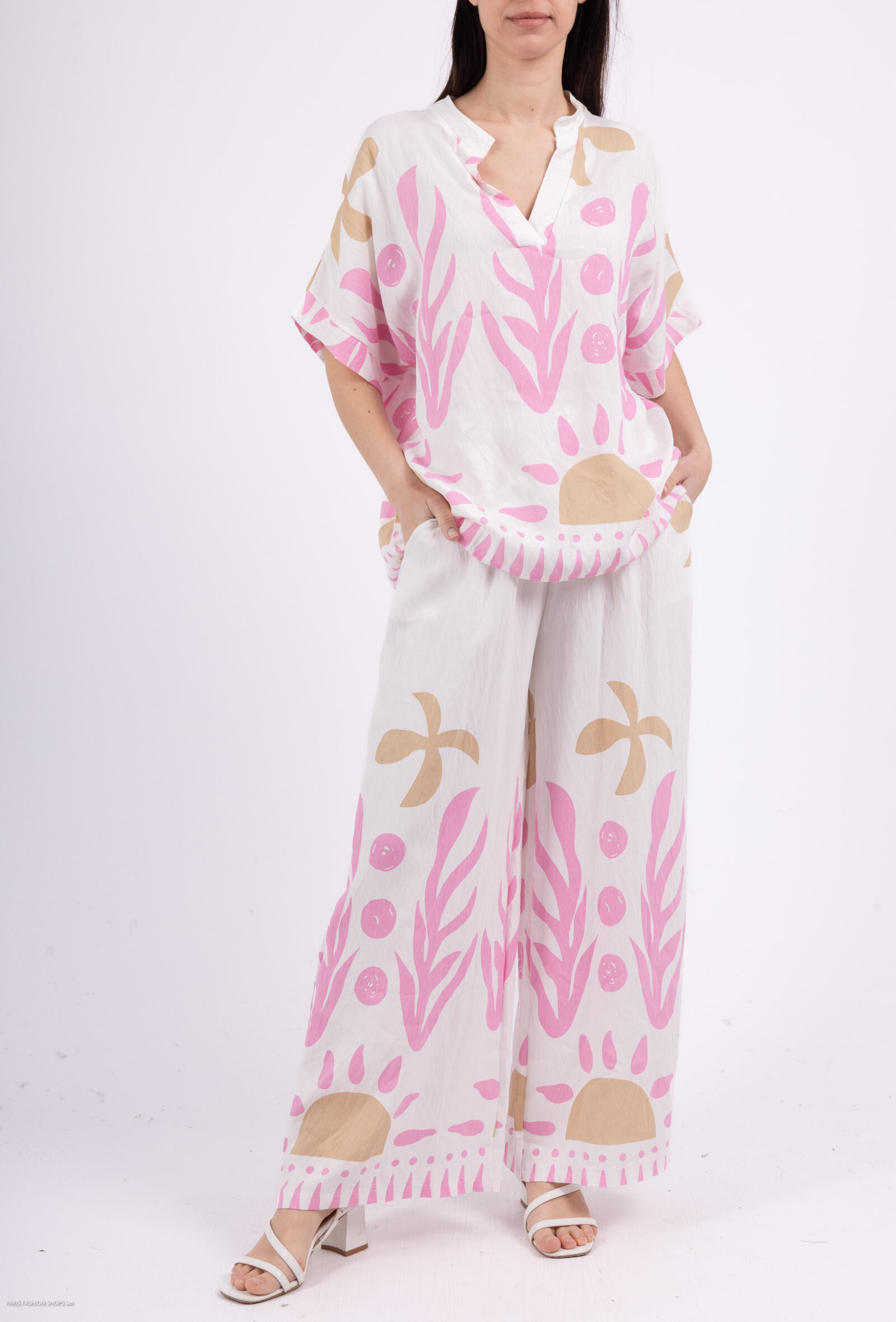 Grossiste FEELOOK - Ensemble Top et Pantalon grande taille élastique motif imprimé été