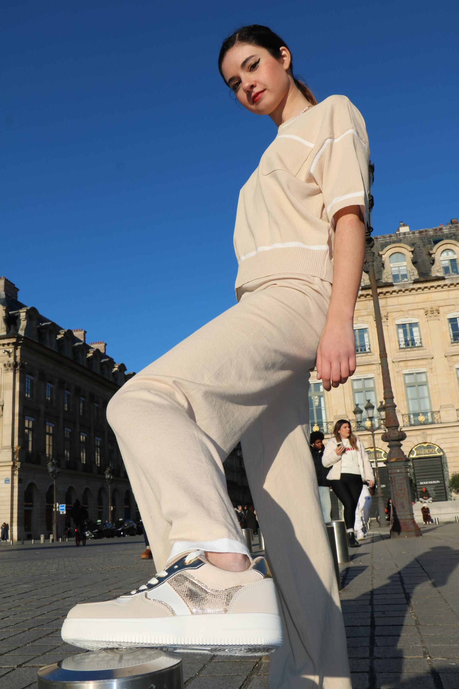Grossiste FEELOOK - Ensemble en maille T-shirt et Pantalon