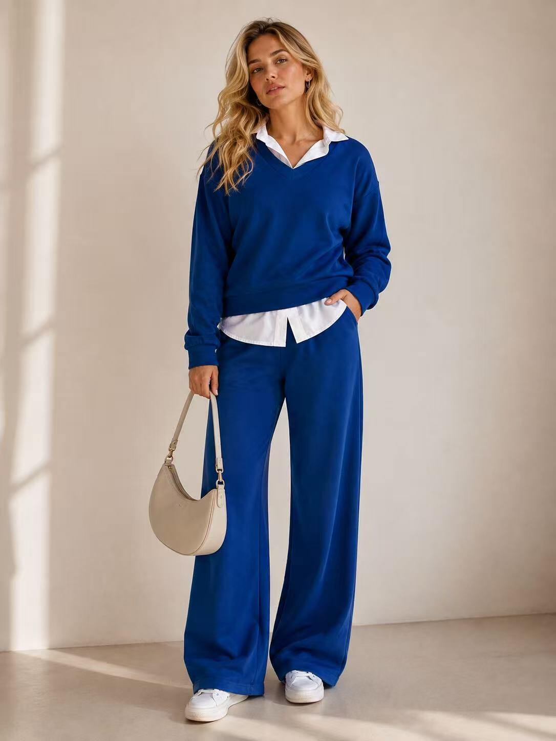 Grossiste FEELOOK - Ensemble 2 pieces Haut chemisier-pull et Pantalon