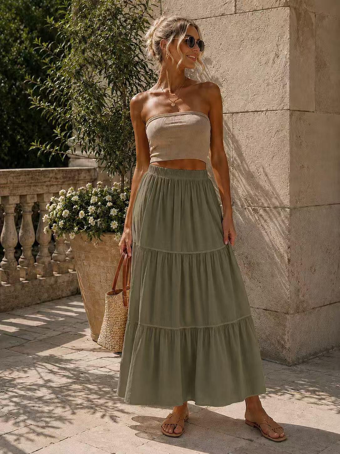 Long skirt in 100% cotton with lining | Paris Fashion Shops