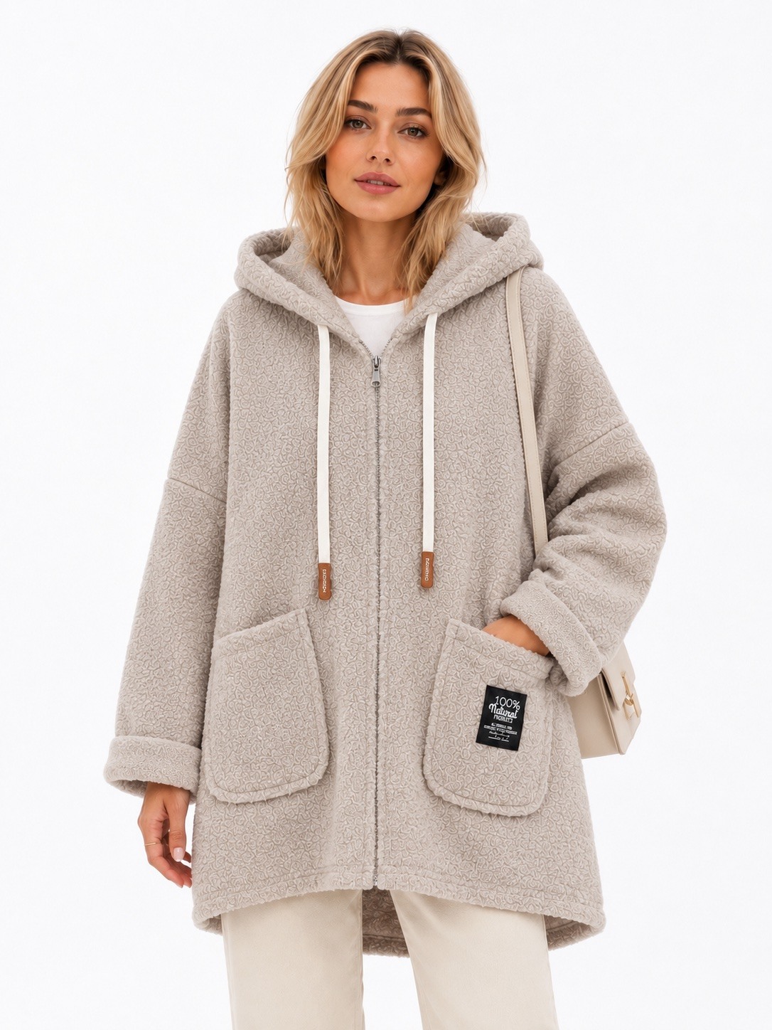 Grossiste FEELOOK - Veste longue à capuche effet mouton