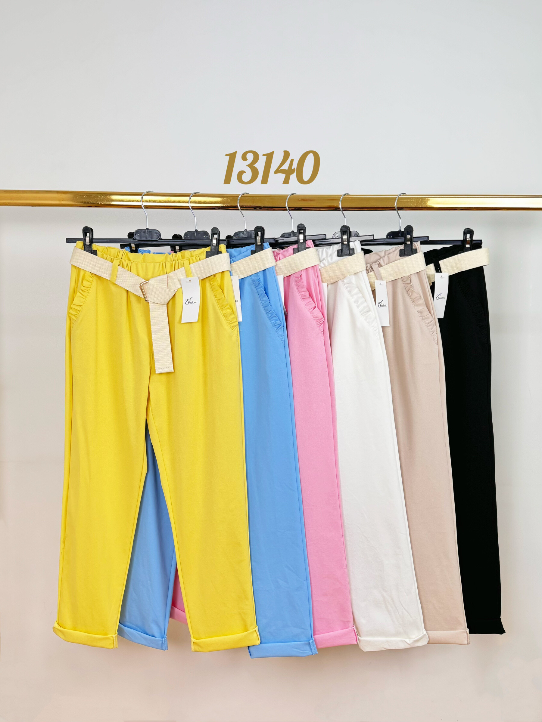 Mayorista FEELOOK - United Slim Pants con cinturón de paja