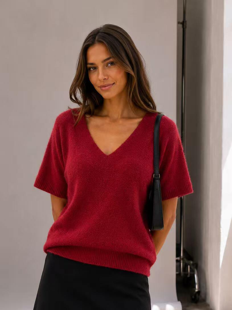 Grossiste FEELOOK - Pull en laine a manches courtes col V