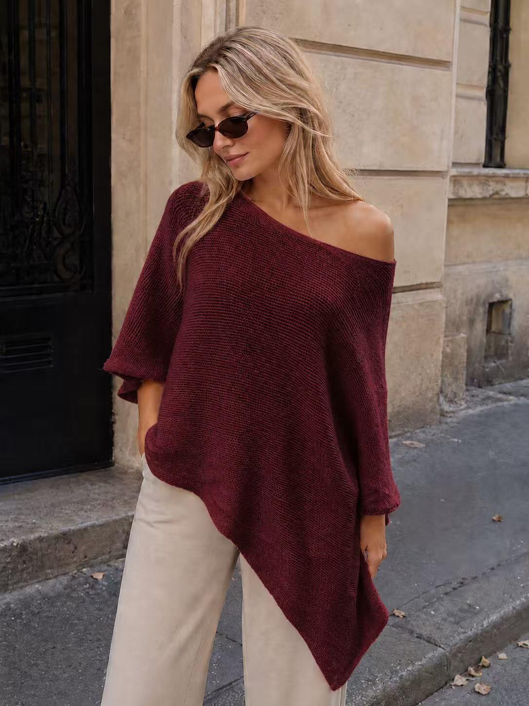 Grossiste FEELOOK - Pull en laine asymétrique épaule dénudée