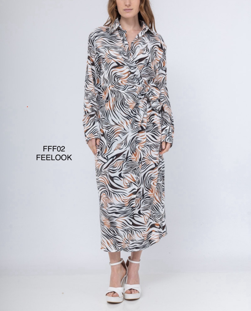 Grossiste FEELOOK - ✨ Robe mi-longue imprimée animalier – Réf. 02 ] ✨