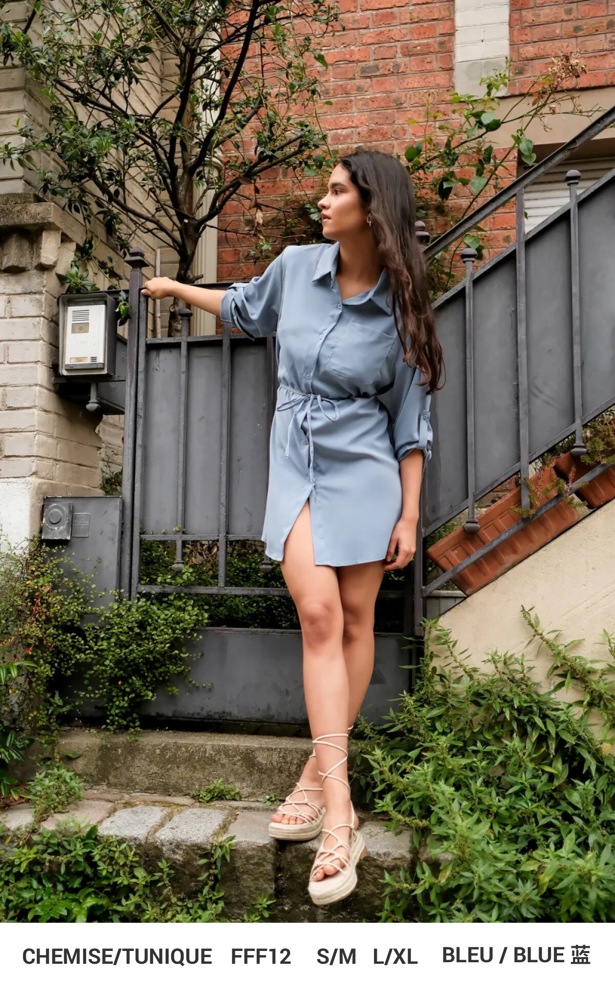 Grossiste FEELOOK - Robe Tunique unie avec cordon ceinture