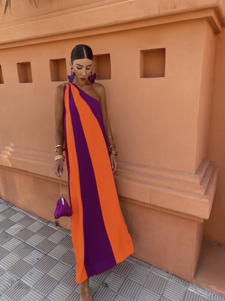 Grossiste FEELOOK - Robe asymétrique à rayures verticales – Élégance
