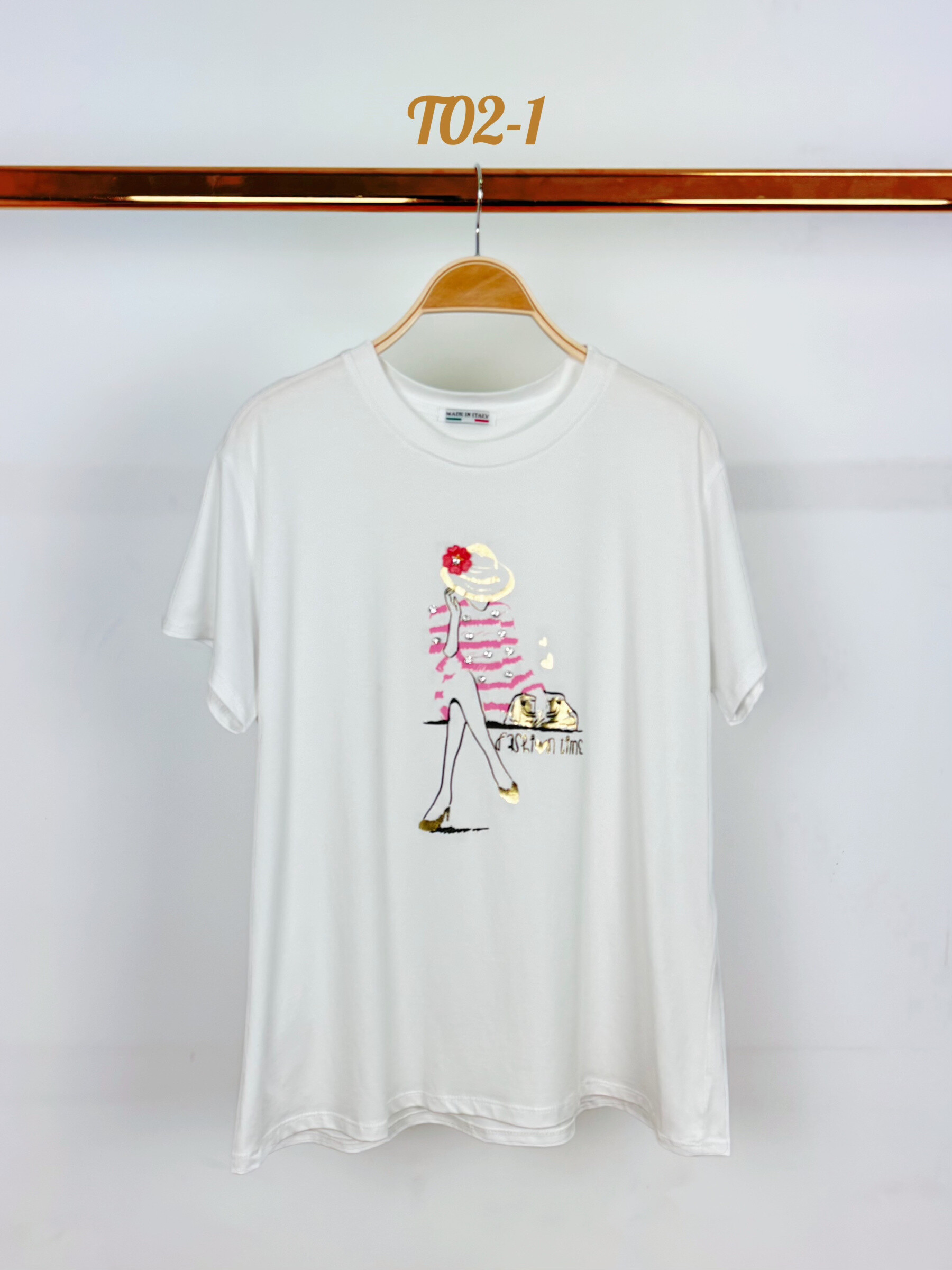 Grossiste FEELOOK - T-shirt en coton avec motif grande taille stretch