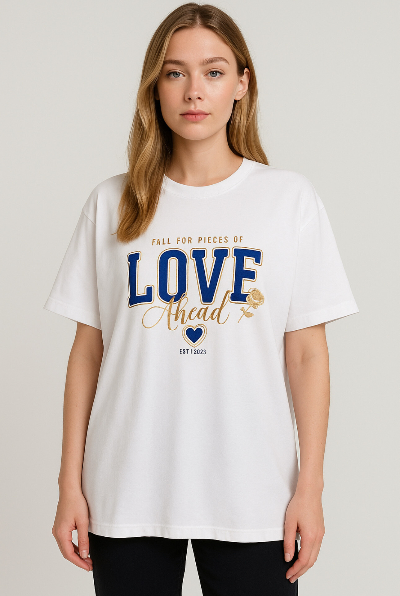 Grossista FEELOOK - T-shirt di cotone con ampio motivo a dimensioni di un allungamento