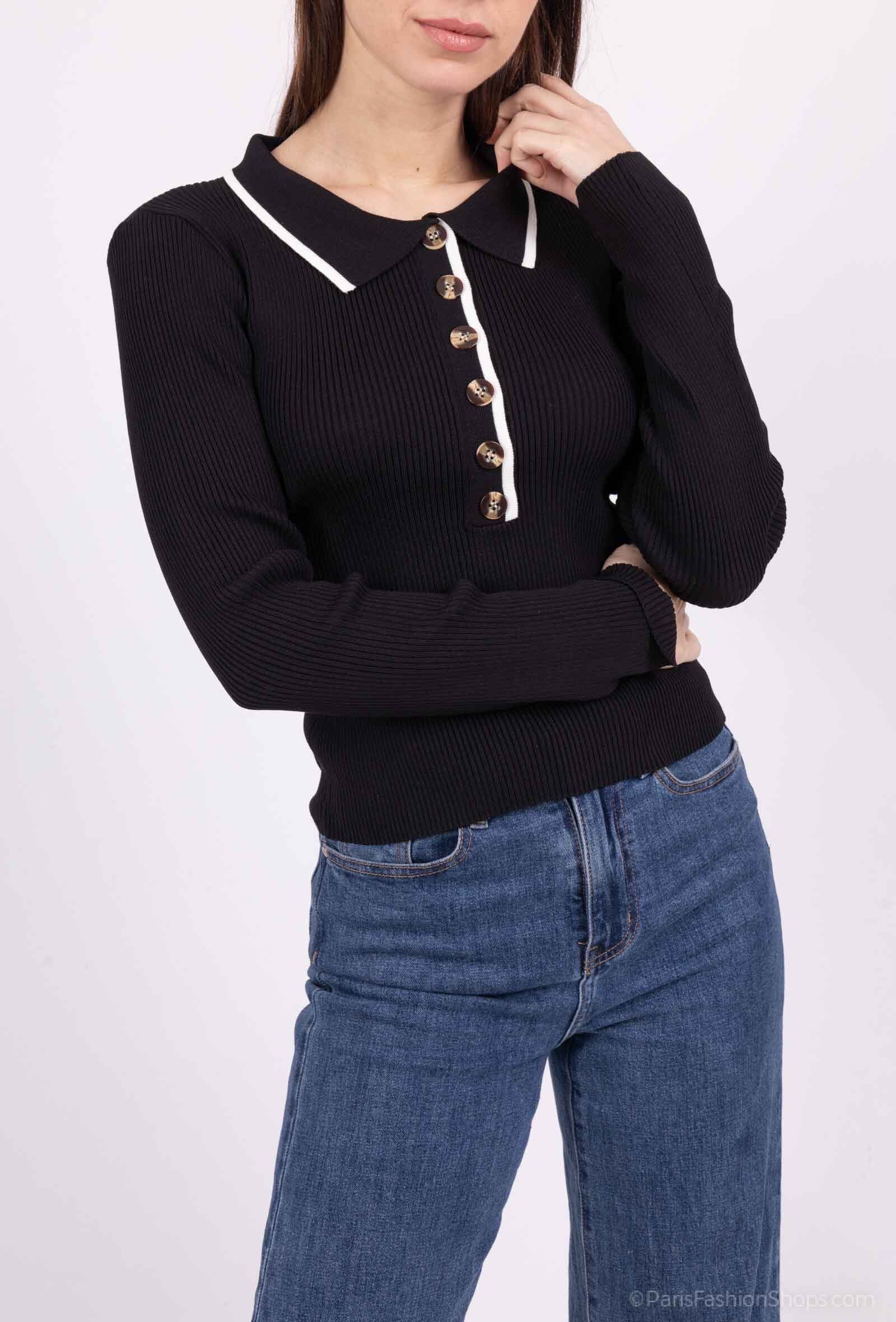 Grossiste FEELOOK - Top en maille polo chemise