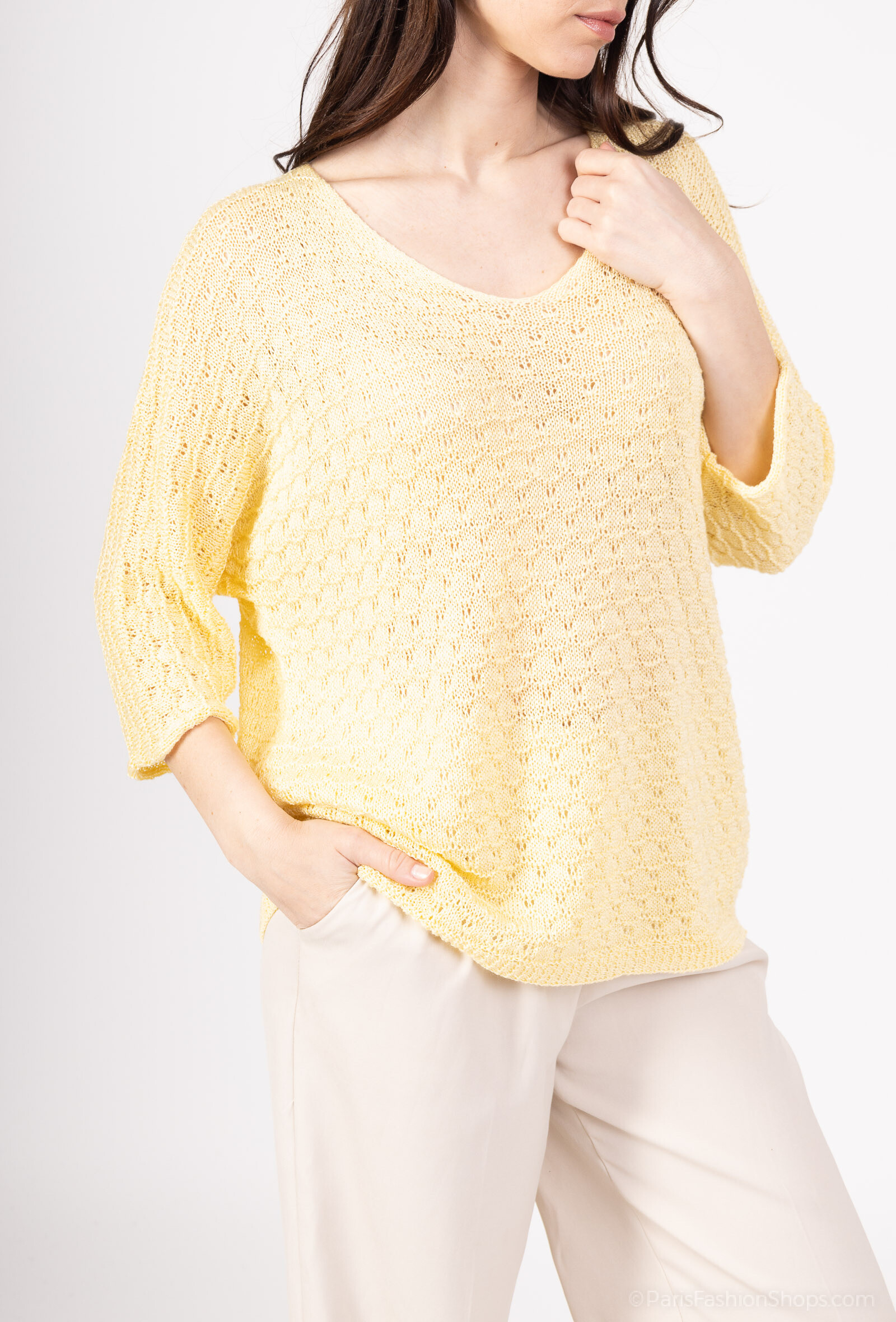 Grossiste FEELOOK - Top en maille a demi-manches