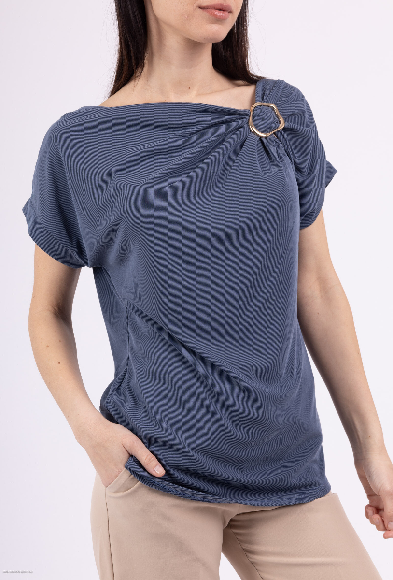 Grossiste FEELOOK - Top manches courtes col drapé