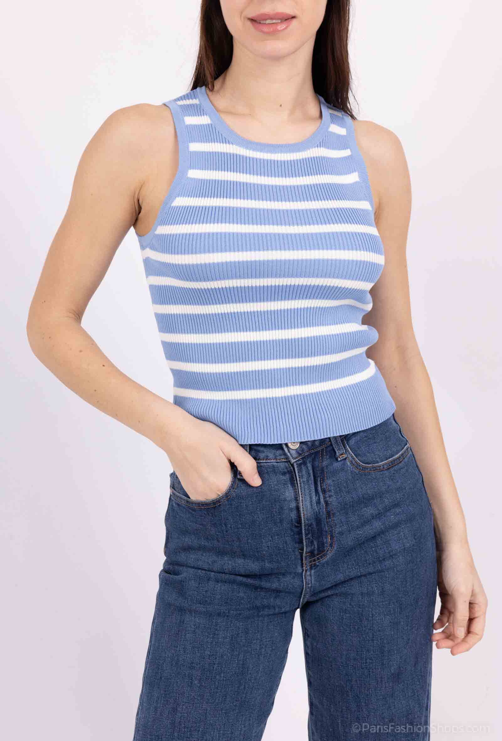 Grossista FEELOOK - Top senza maniche casual a righe