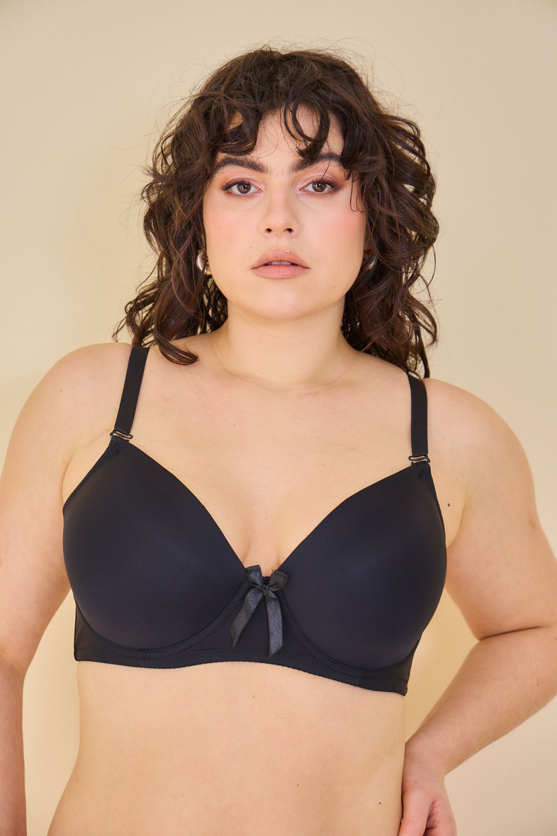 Großhändler FEI-LINGERIE - Plus-Size-Schaumstoff-BH mit Fliege – Körbchengröße E