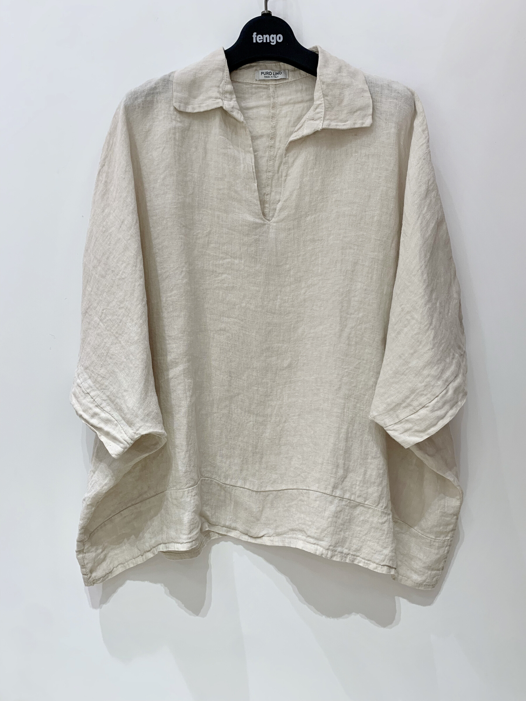Grossiste Fengo by Pretty Collection - Blouse ample en lin avec manches chauve-souris.