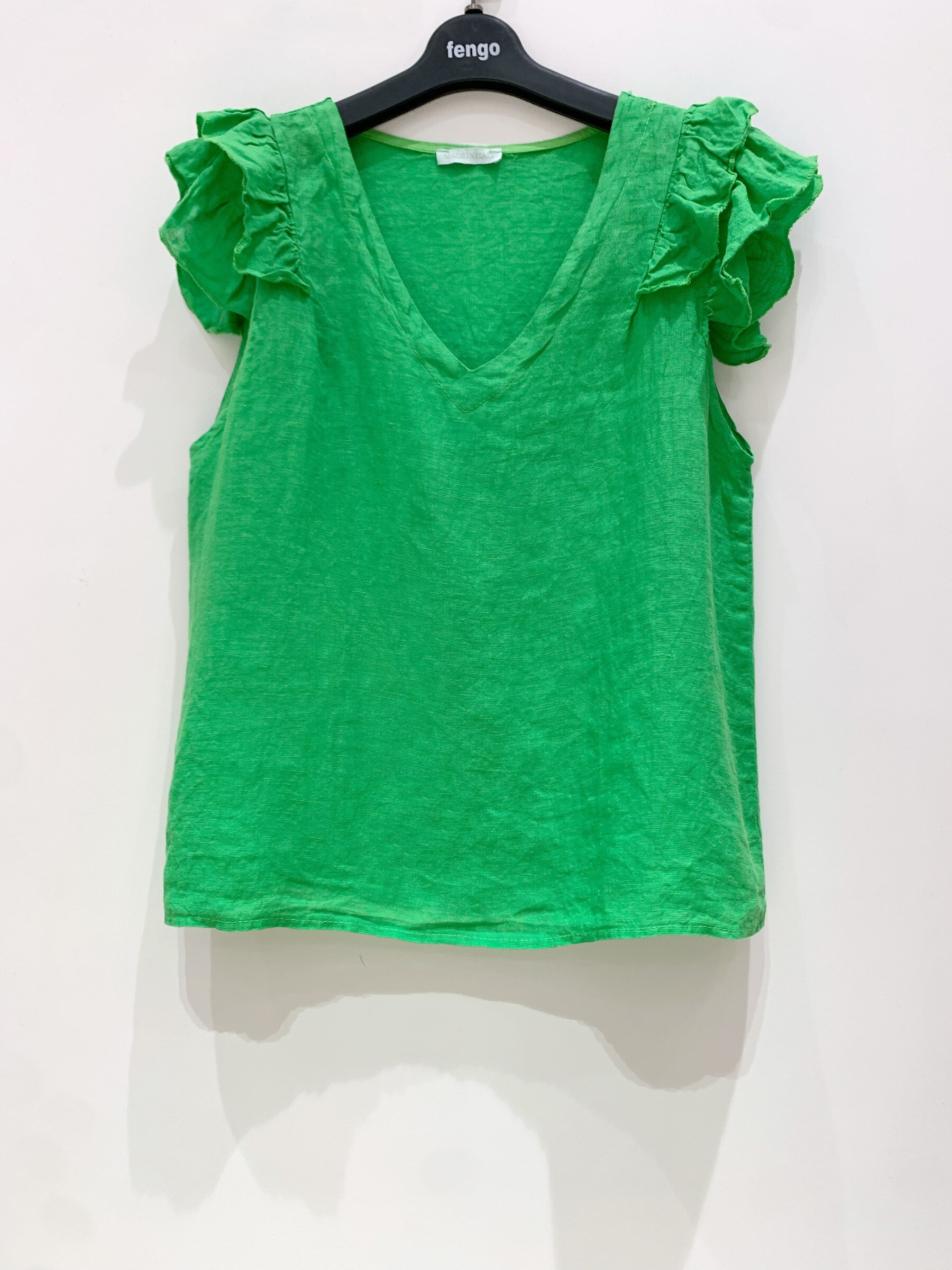 Großhändler Fengo by Pretty Collection - Rüschenbluse aus Leinen