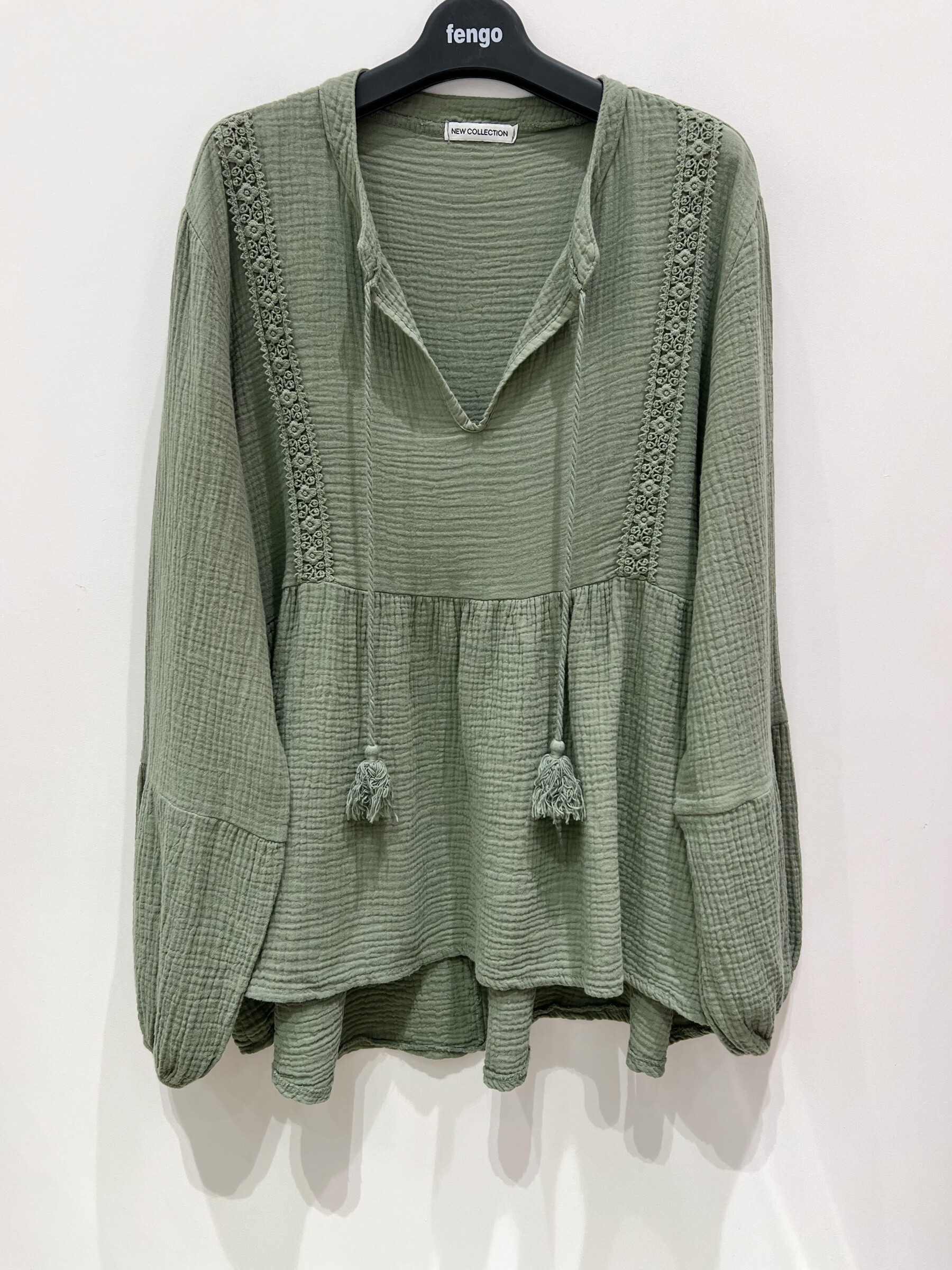 Großhändler Fengo by Pretty Collection - Böhmische Bluse aus Baumwollgaze
