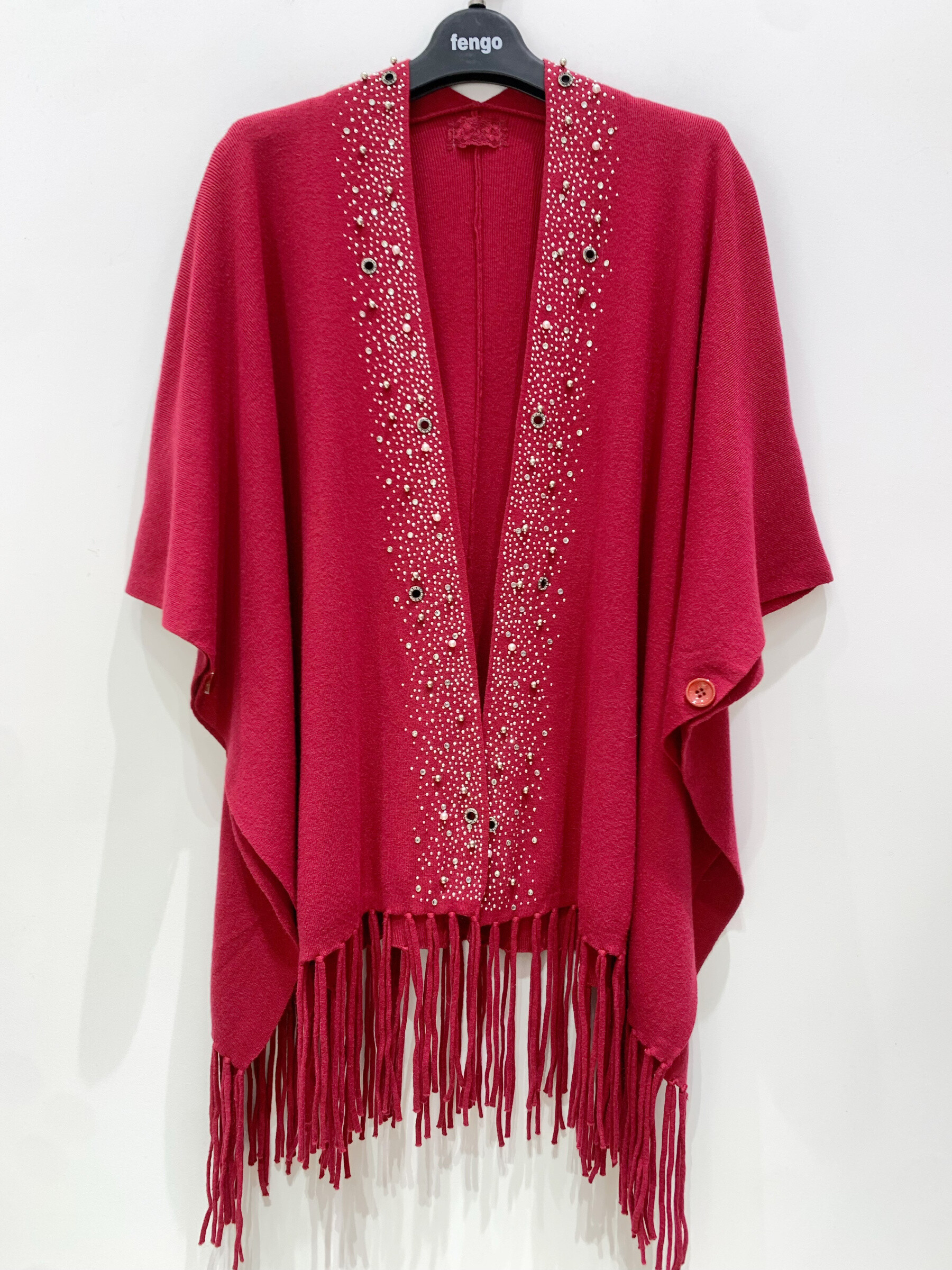 Grossiste Fengo by Pretty Collection - Cape ouverte avec fantaisies et franges