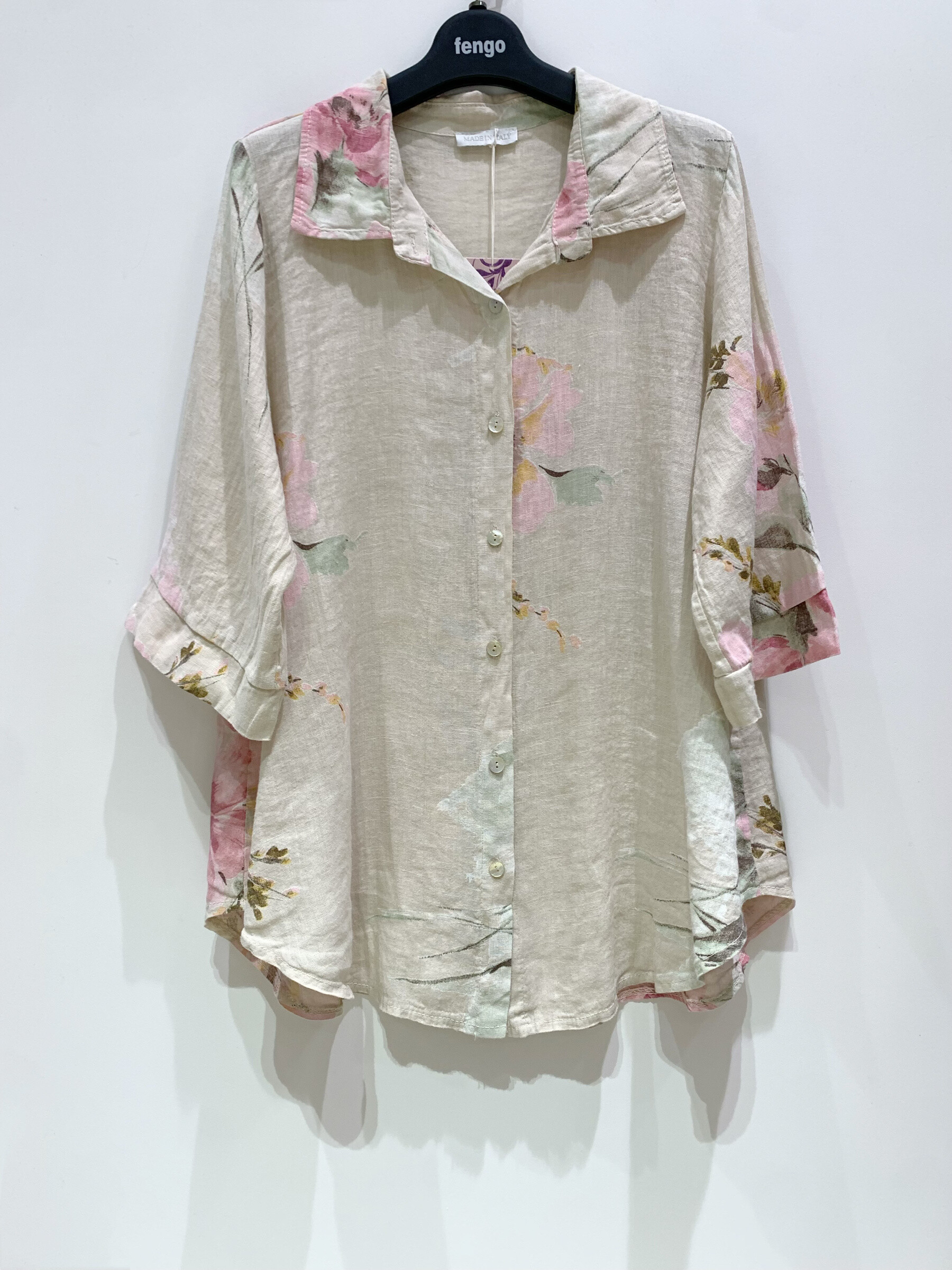 Mayorista Fengo by Pretty Collection - Camisa de lino con estampado floral.