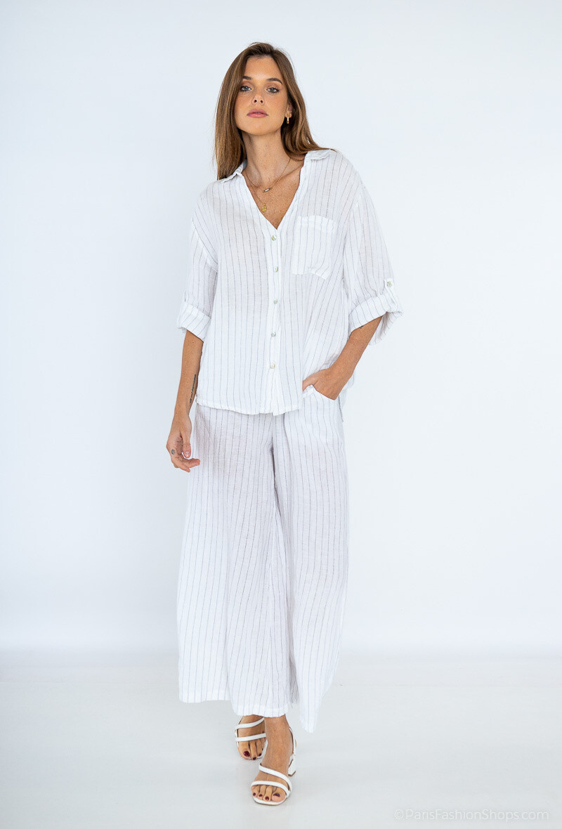 Mayorista Fengo by Pretty Collection - Camisa de lino con estampado floral.