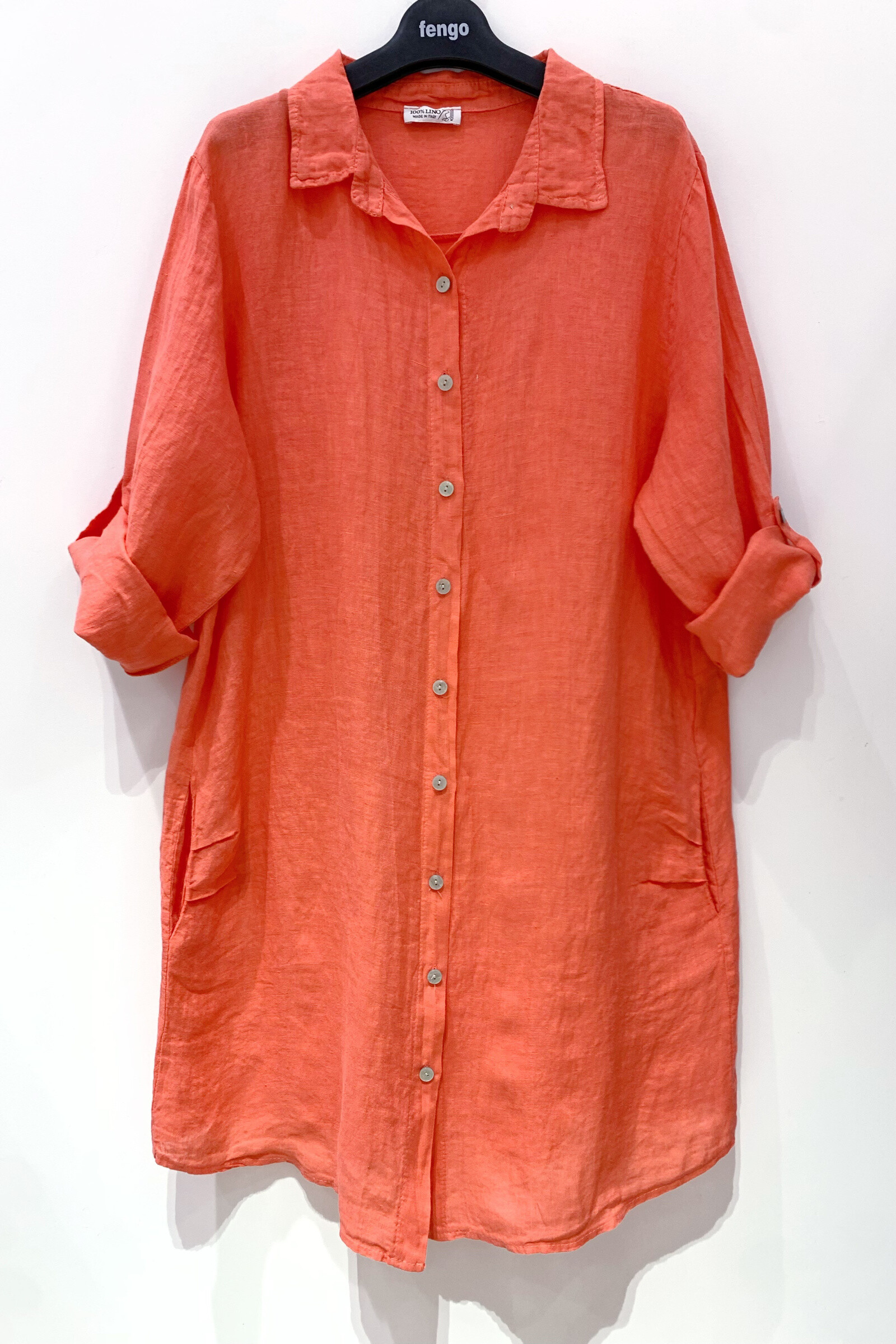 Wholesaler Fengo by Pretty Collection - Buttoned shirt, 2poches and long sleeves, in linen 100%