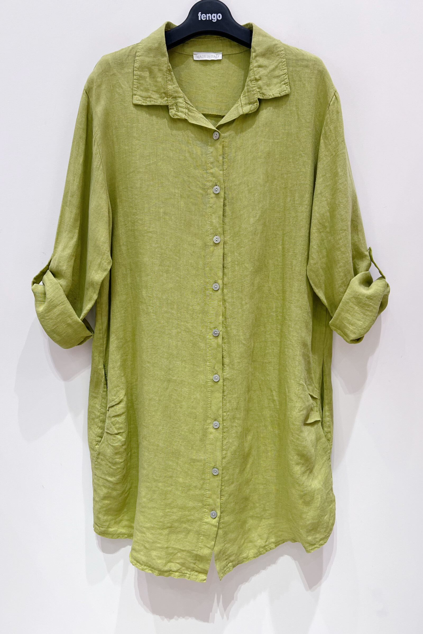 Wholesaler Fengo by Pretty Collection - Buttoned shirt, 2poches and long sleeves, in linen 100%
