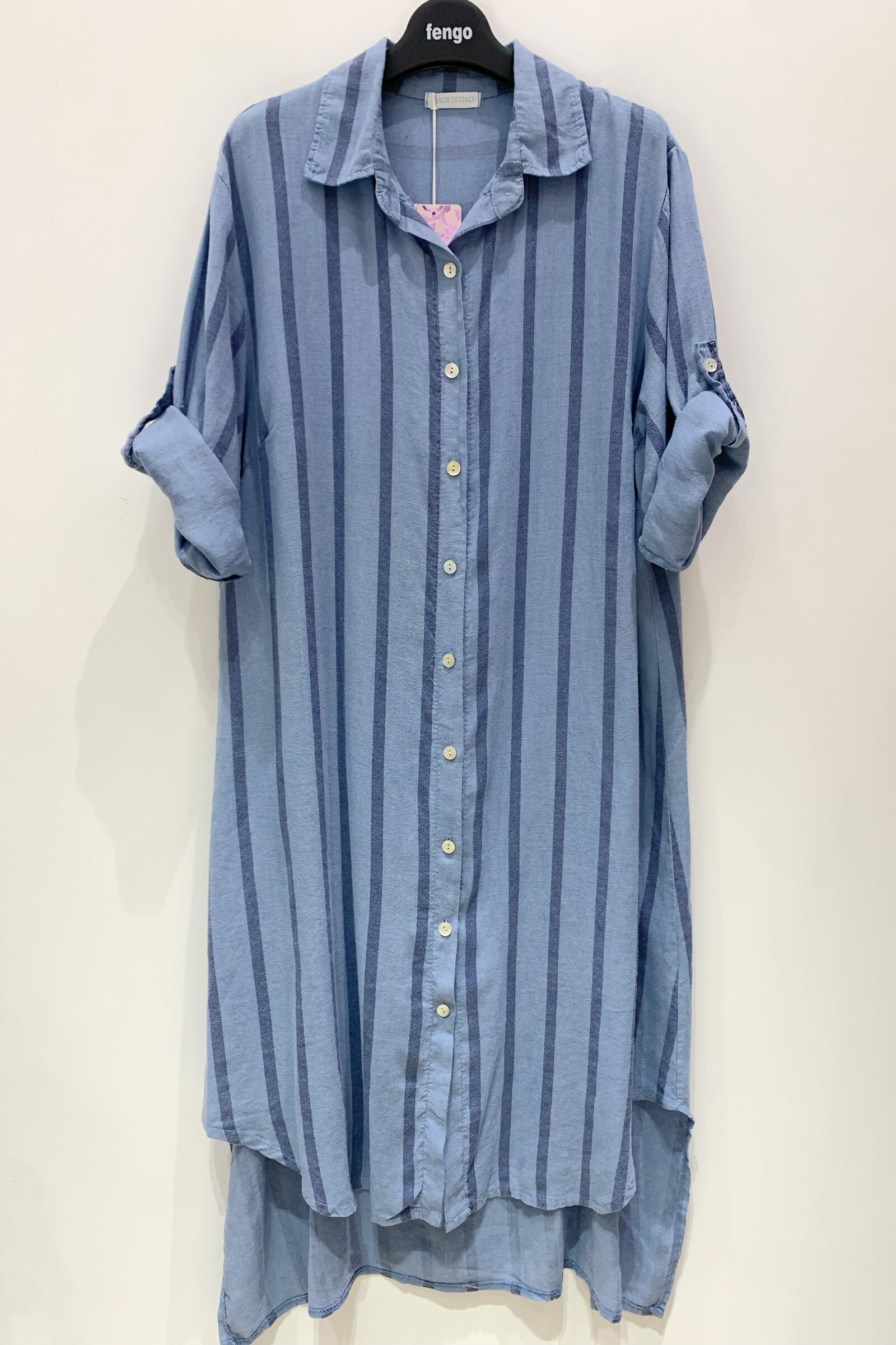 Mayorista Fengo by Pretty Collection - Vestido de chips de lino a rayas fluidas