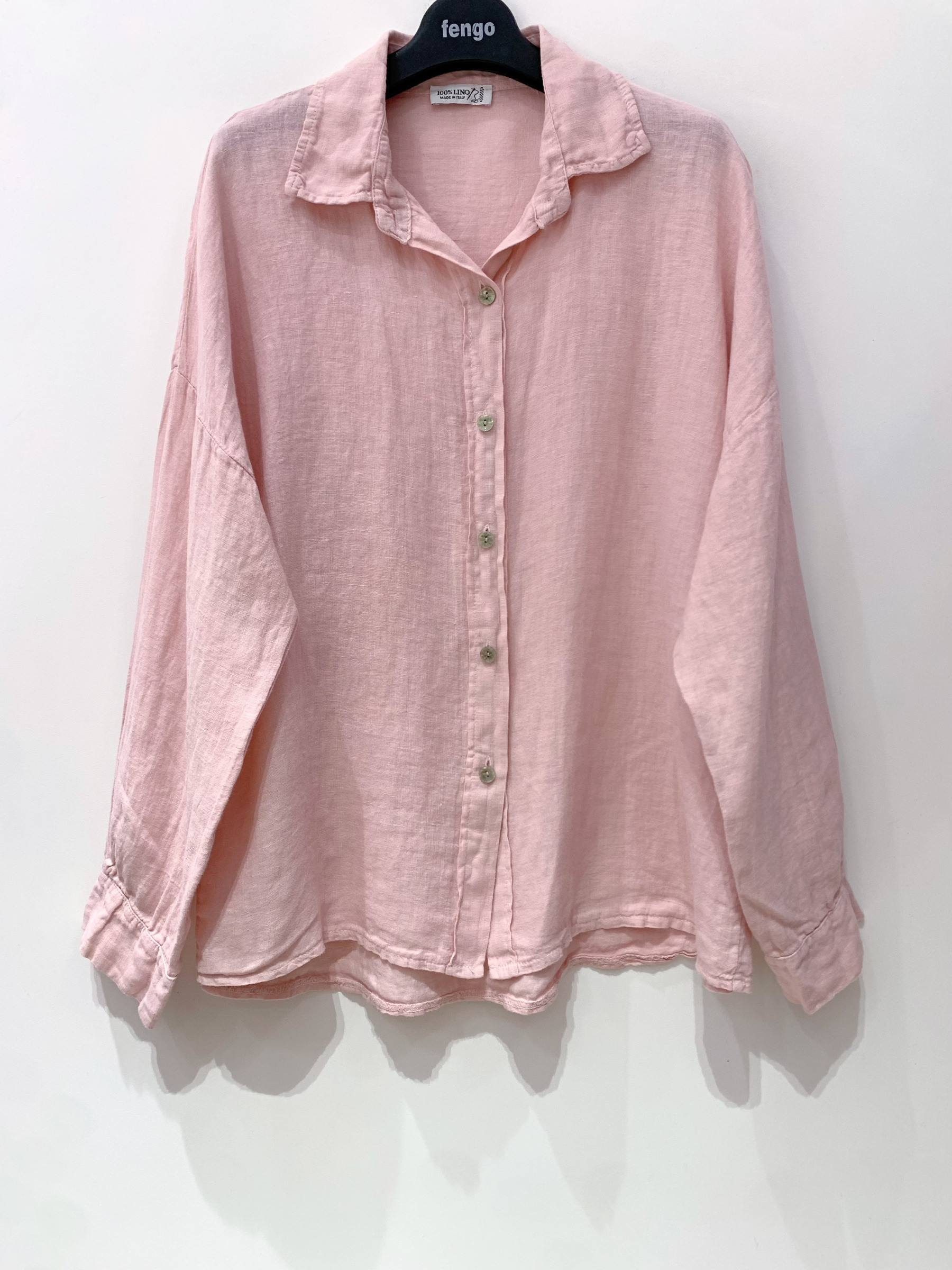 Wholesaler Fengo by Pretty Collection - 100% Linen Button-Up Shirt with Long Sleeves
