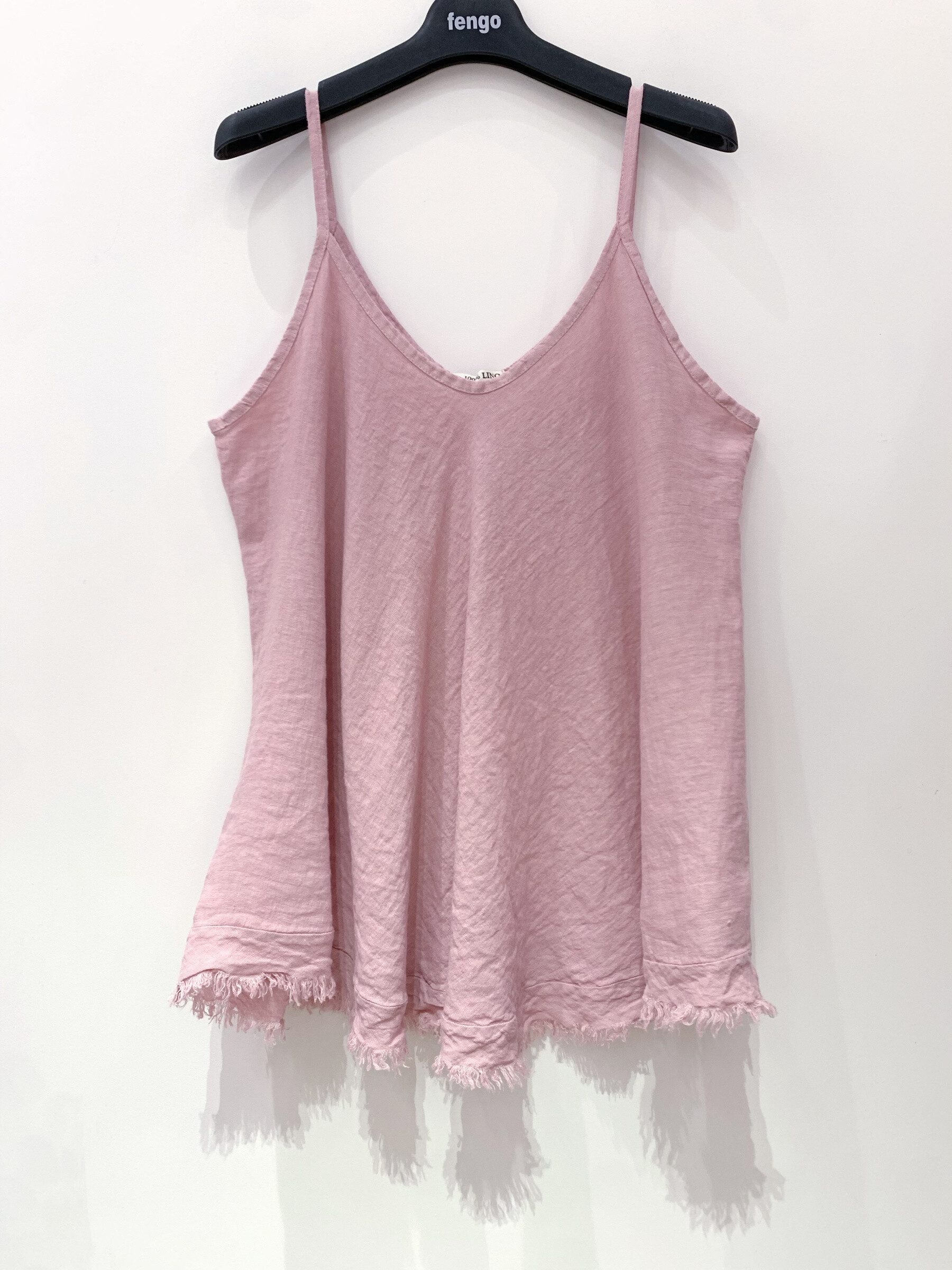 Großhändler Fengo by Pretty Collection - Weites Leinentop mit dünnen Trägern, ausgestellter Schnitt