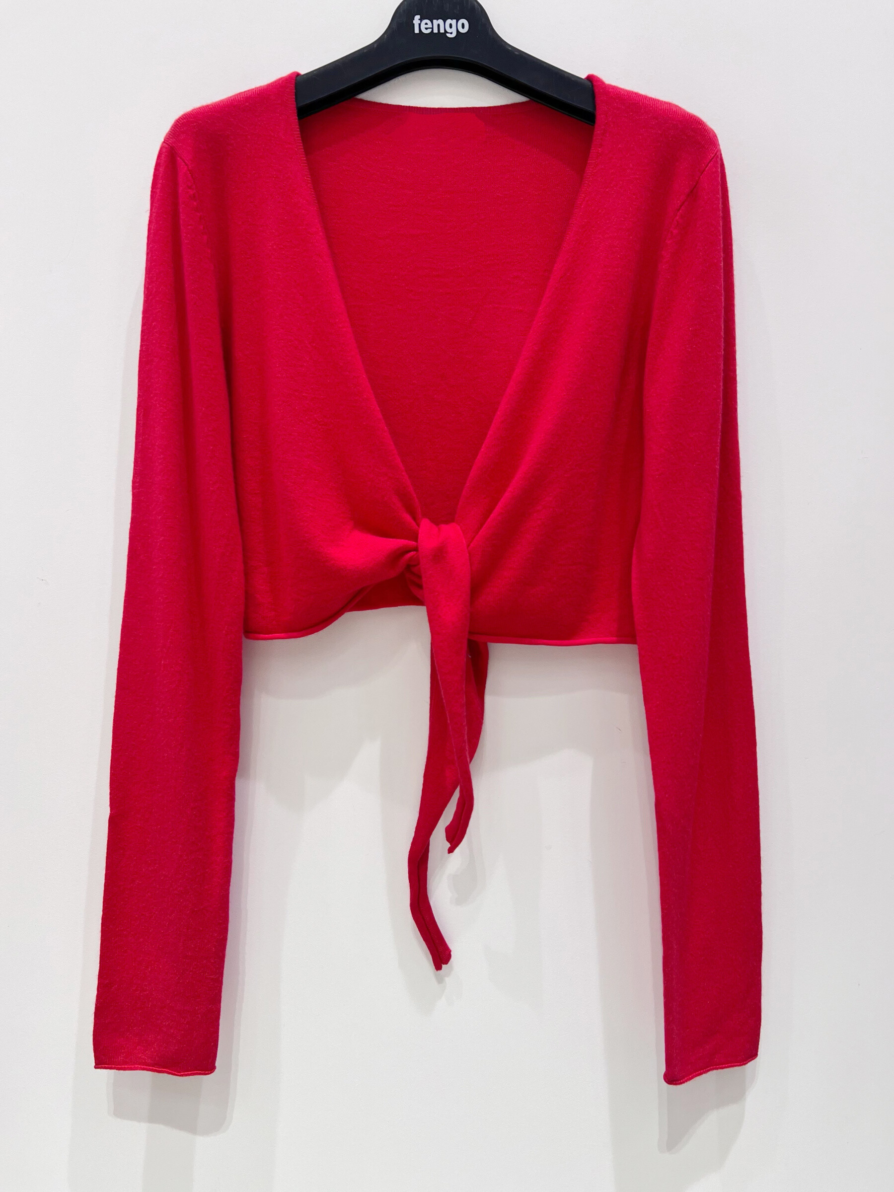 Grossista Fengo by Pretty Collection - Bolero in maglia con maniche lunghe da annodare
