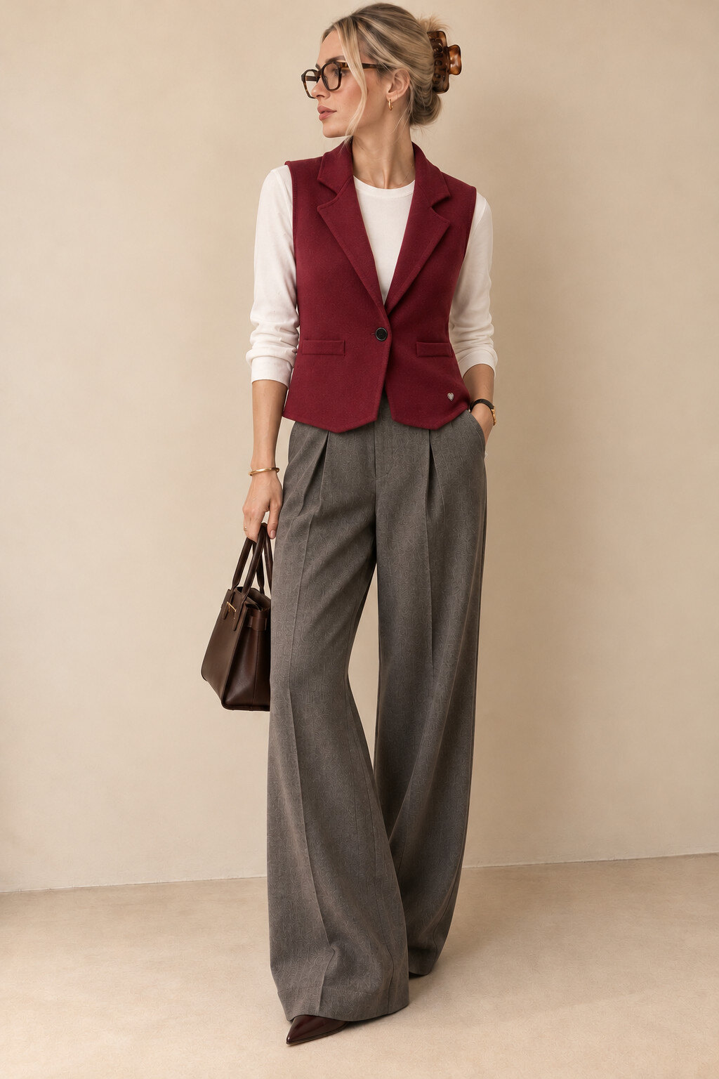 Großhändler Fengo by Pretty Collection - Strickblazer mit Knopf und tailliertem Schnitt.