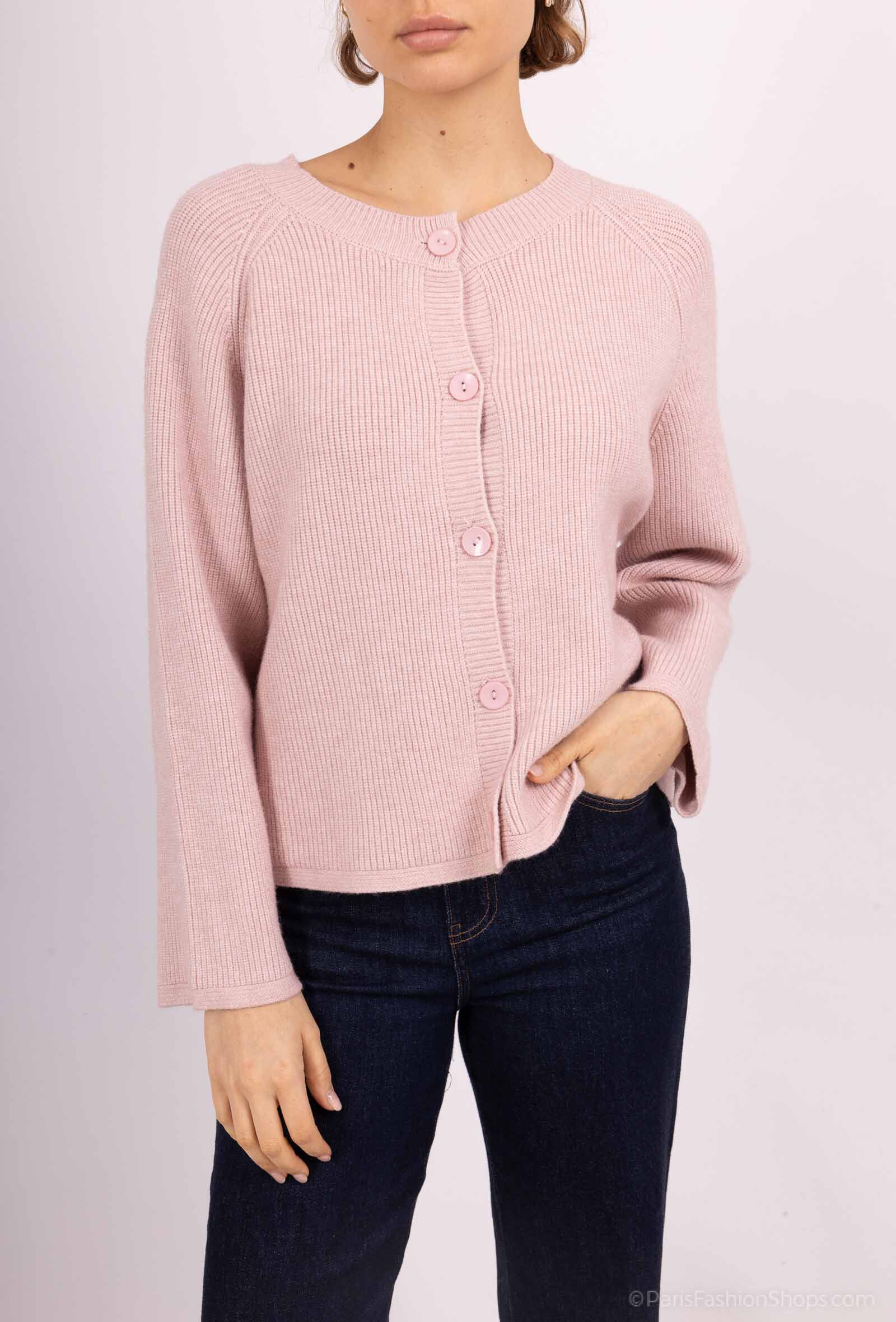 Grossista Fengo by Pretty Collection - Cardigan con bottoni, in maglia a coste, con maniche raglan e dritte