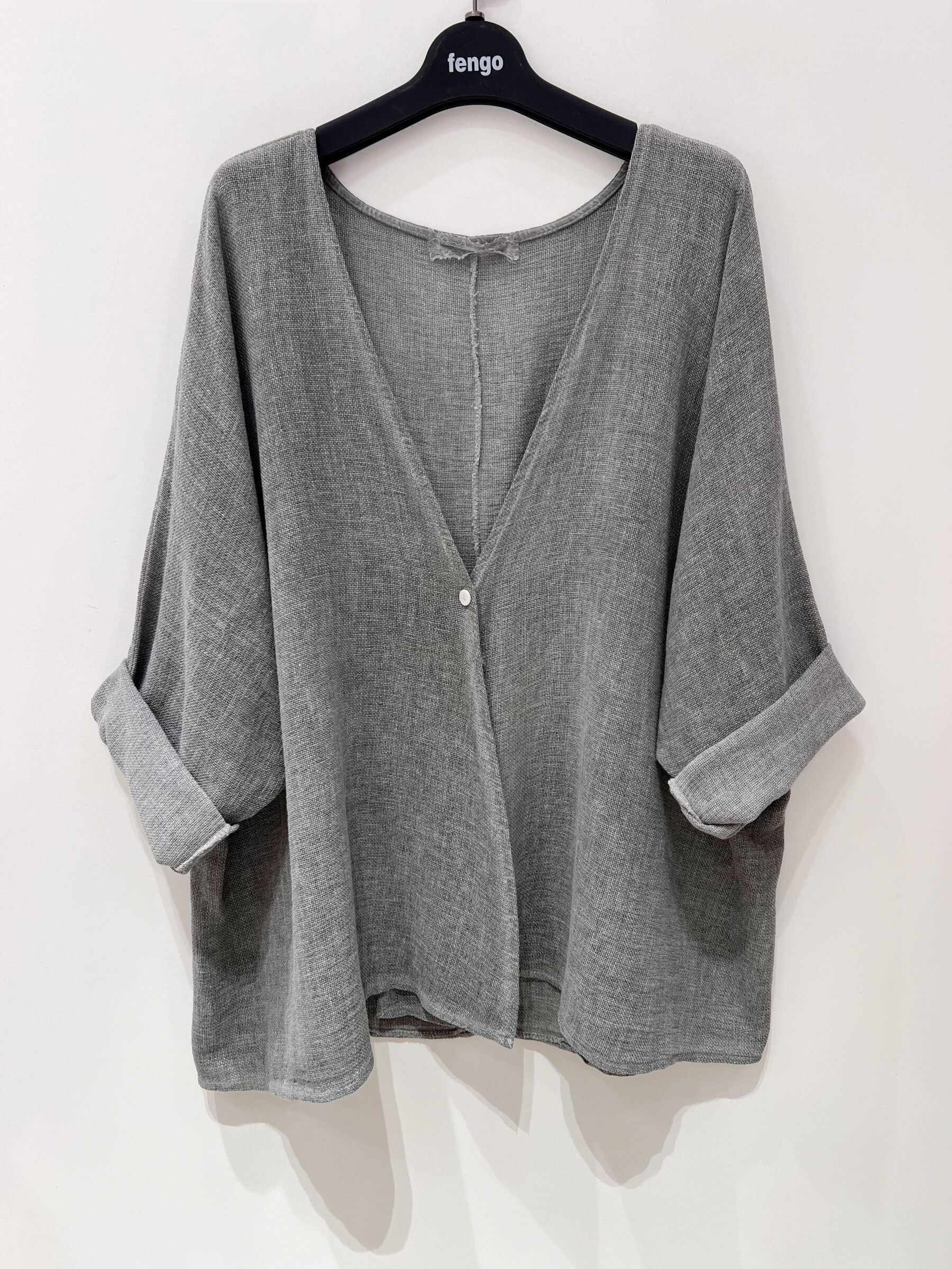 Mayorista Fengo by Pretty Collection - Chaleco casual extragrande en mezcla de lino ⁄ algodón