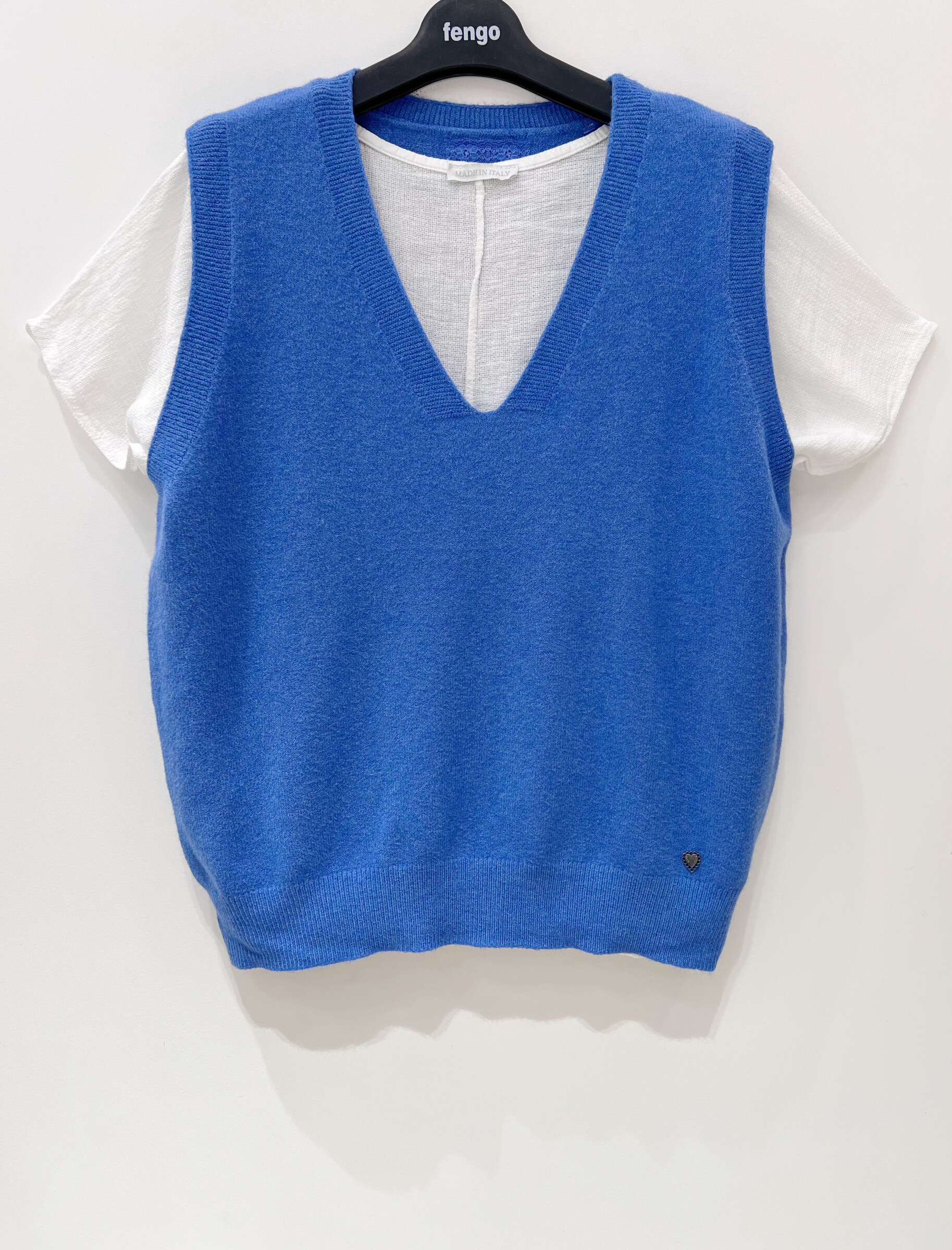Grossista Fengo by Pretty Collection - Maglione senza maniche in maglia con scollo a V
