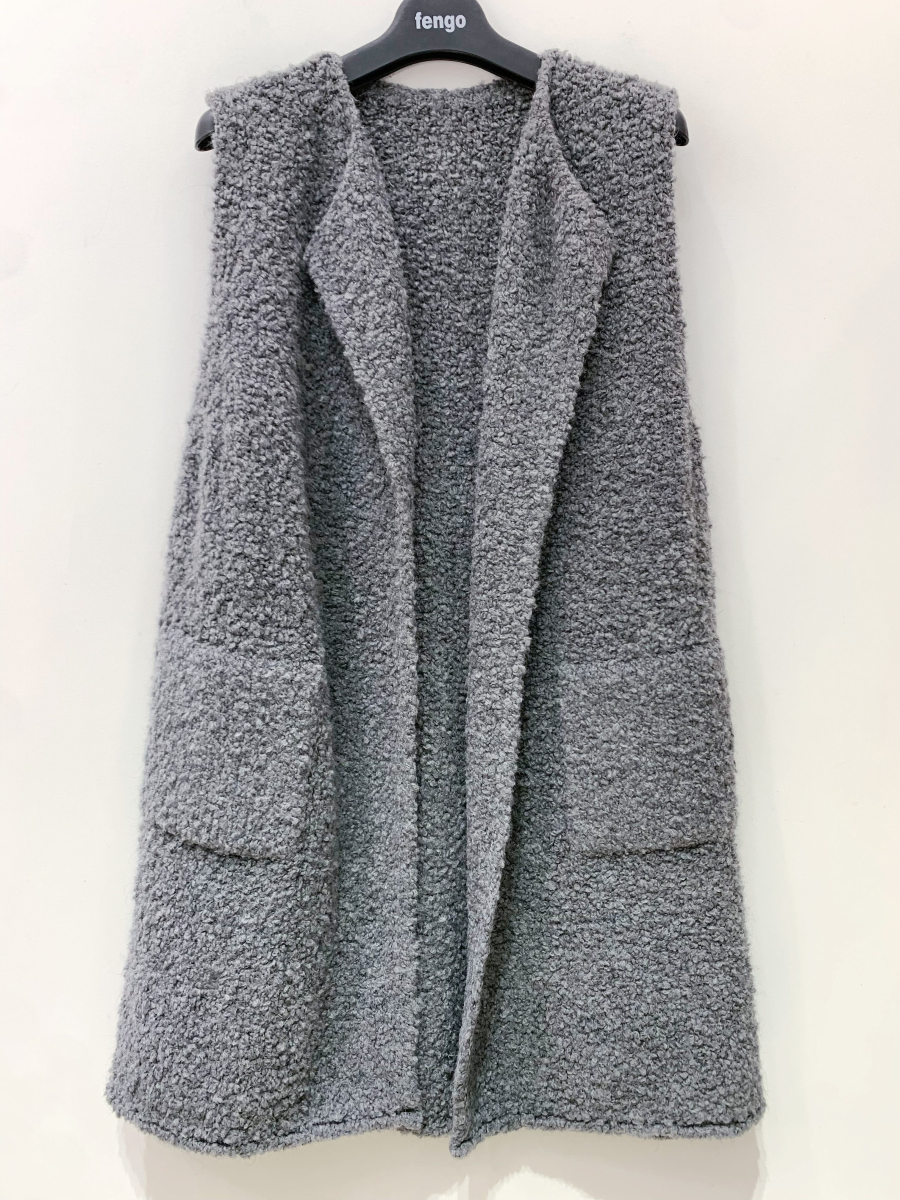Großhändler Fengo by Pretty Collection - Warme Bouclé-Weste, ärmellos mit 2 Taschen