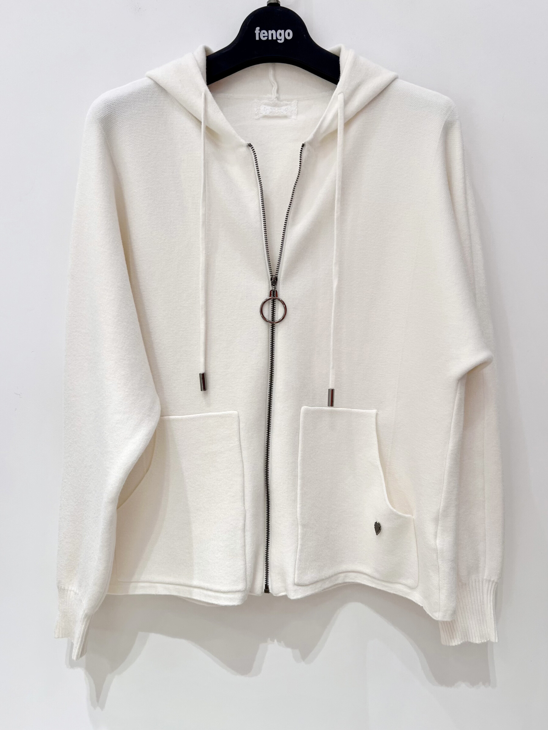 Grossista Fengo by Pretty Collection - Gilet in viscosa con zip, con cappuccio e maniche lunghe