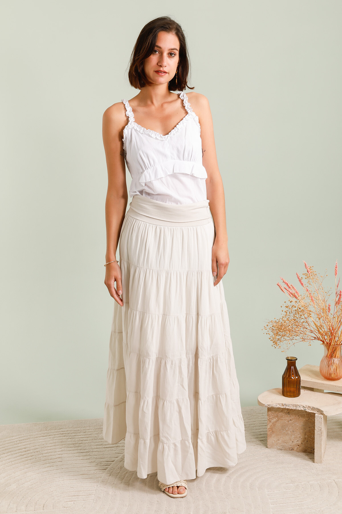 Großhändler Fengo by Pretty Collection - Böhmischer Rock aus Baumwoll-Voile