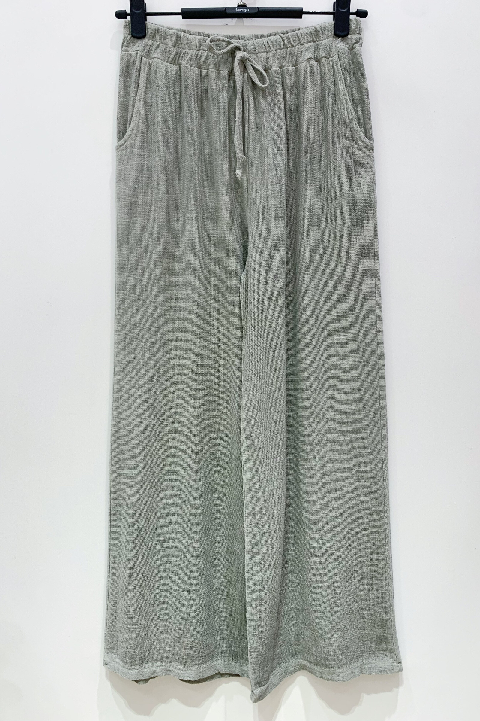 Grossiste Fengo by Pretty Collection - Pantalon fluide en mélange lin/coton -90cm