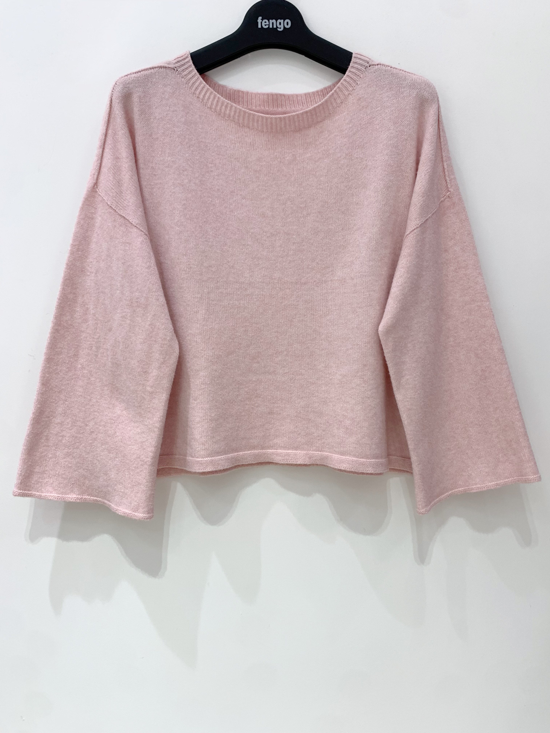 Großhändler Fengo by Pretty Collection - 3D-Rundhals-Pullover mit Trompetenärmeln (3/4 ausgestellte Ärmel)
