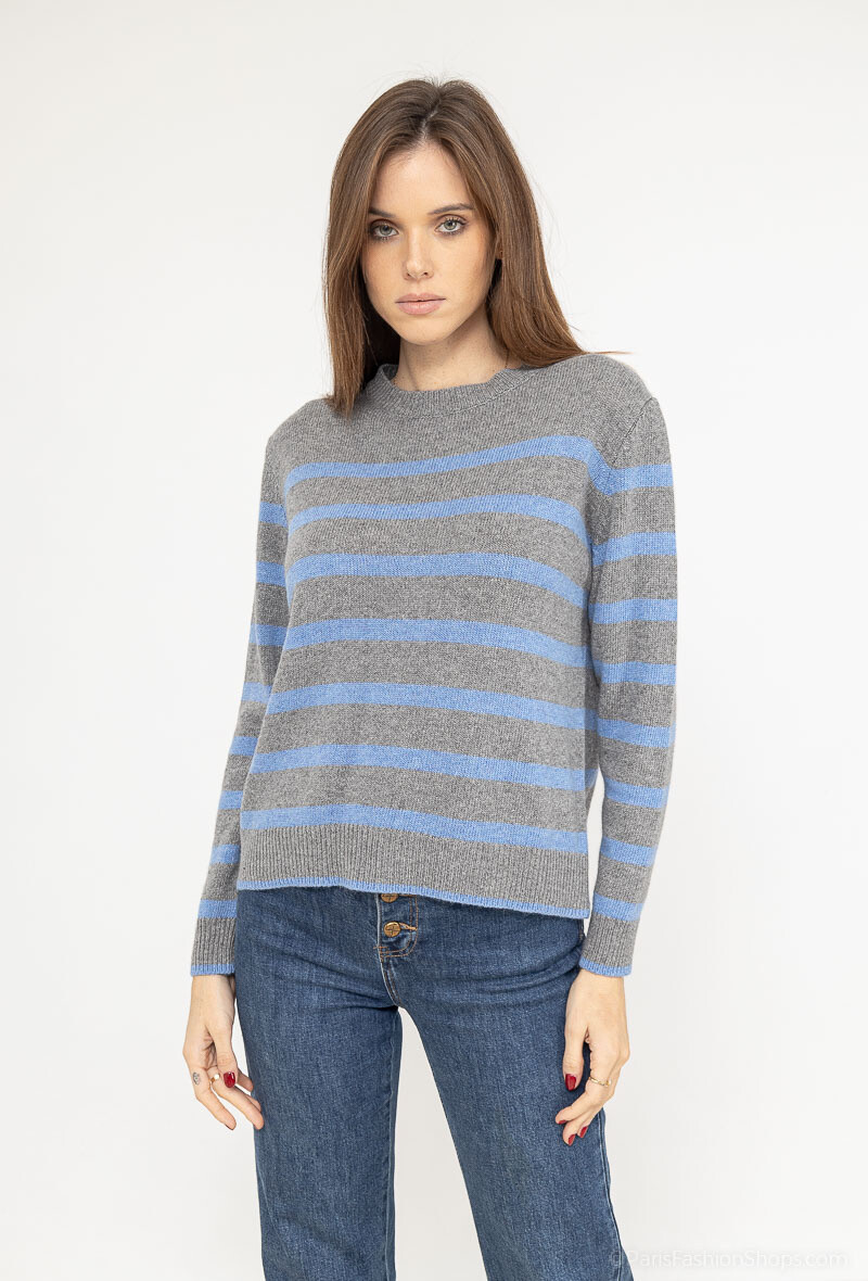 Grossiste Fengo by Pretty Collection - Pull marinière en laine et cachemire