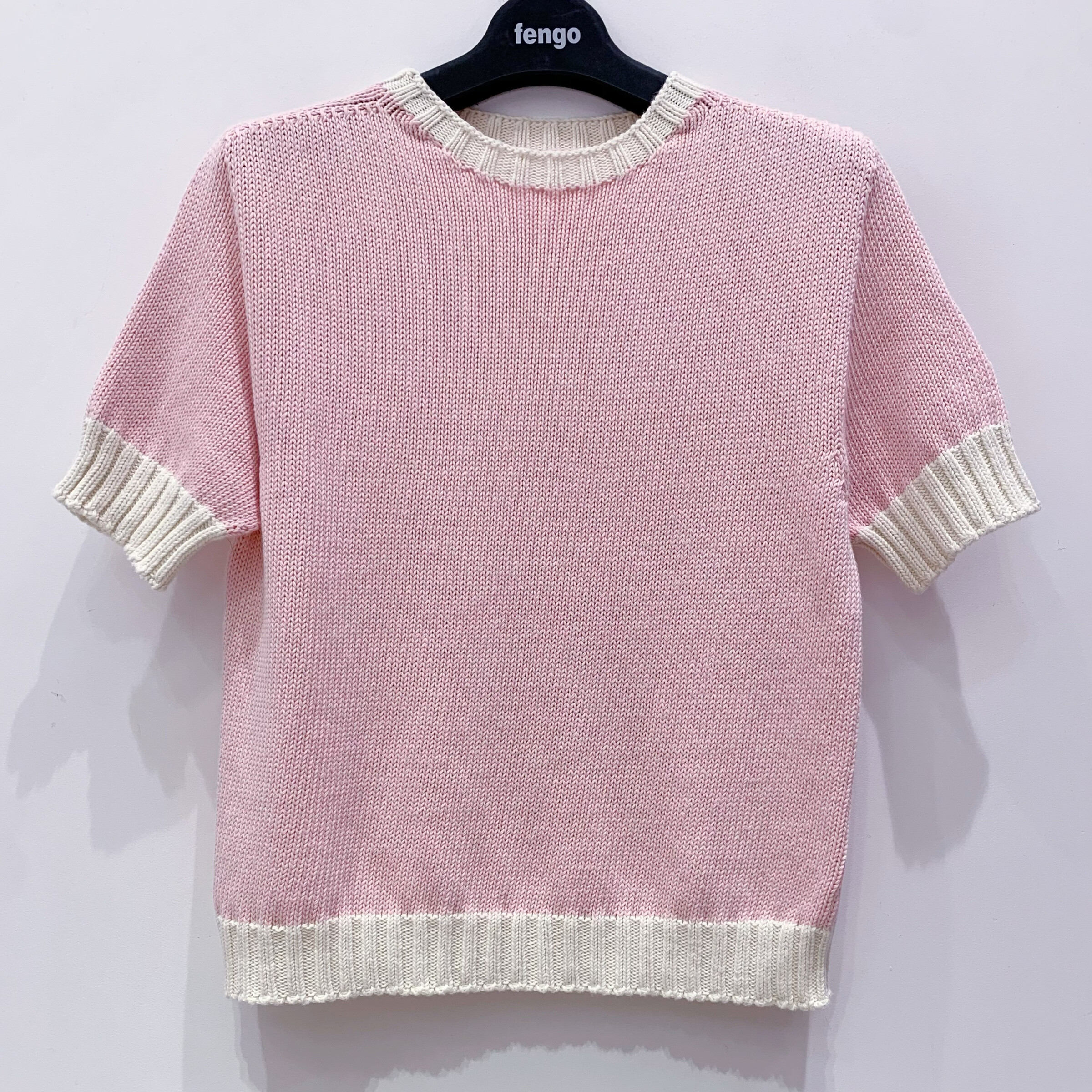 Wholesaler Fengo by Pretty Collection - 3D cotton sweater and contrasting borders, with short sleeves
