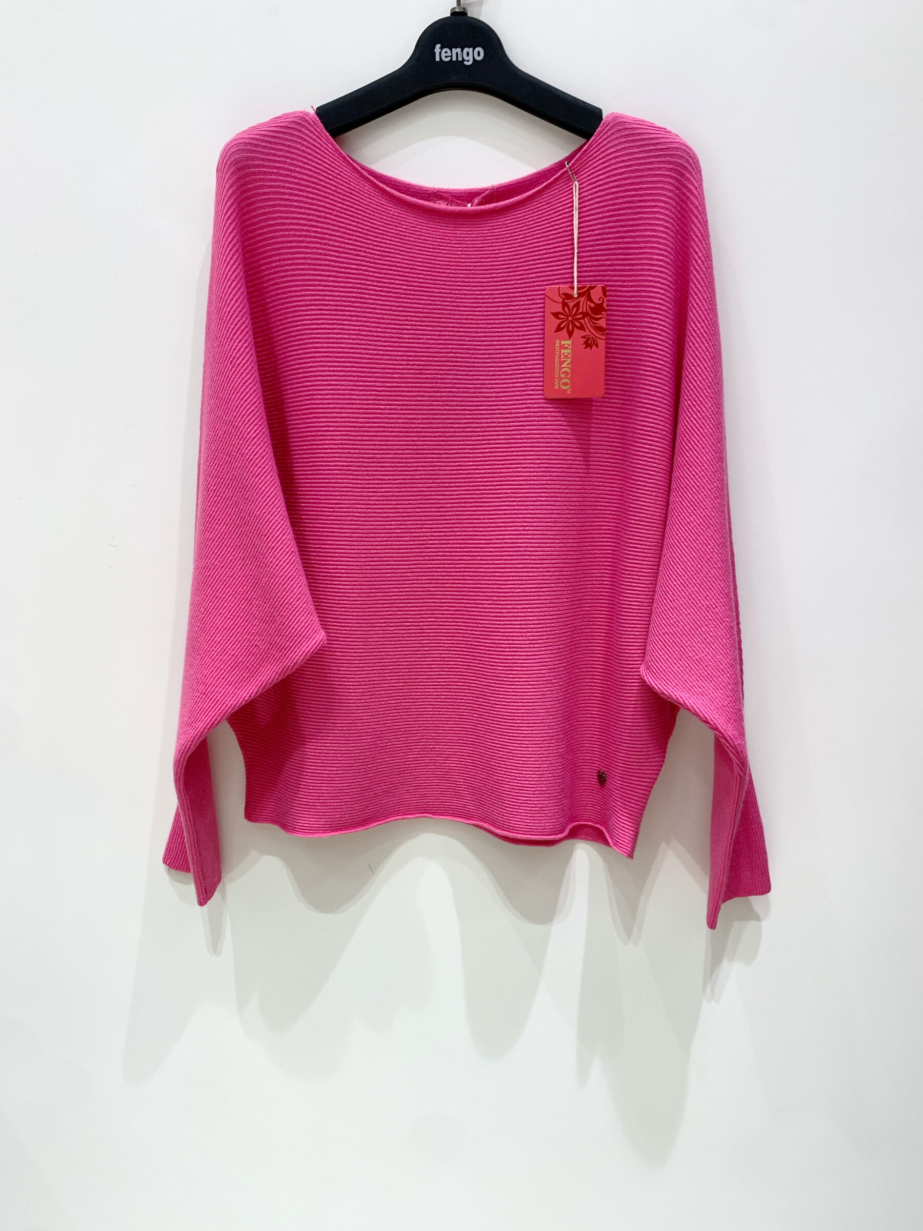 Grossiste Fengo by Pretty Collection - Pull en maille côtelée et manches chauve souris