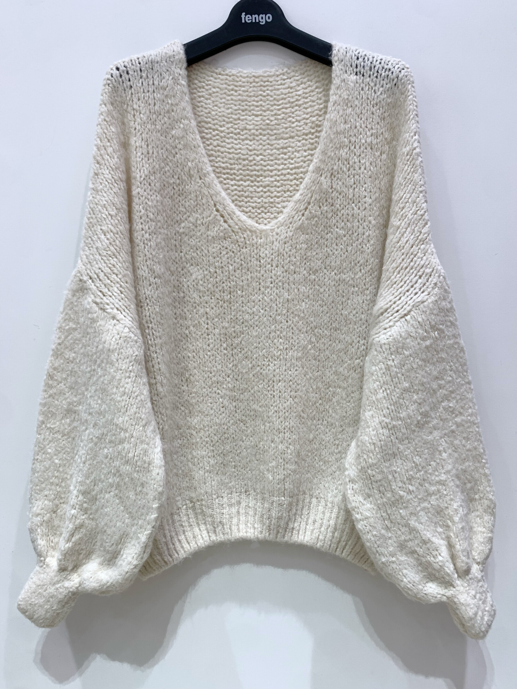 Grossiste Fengo by Pretty Collection - Pull oversize en mohair avec manches bouffantes