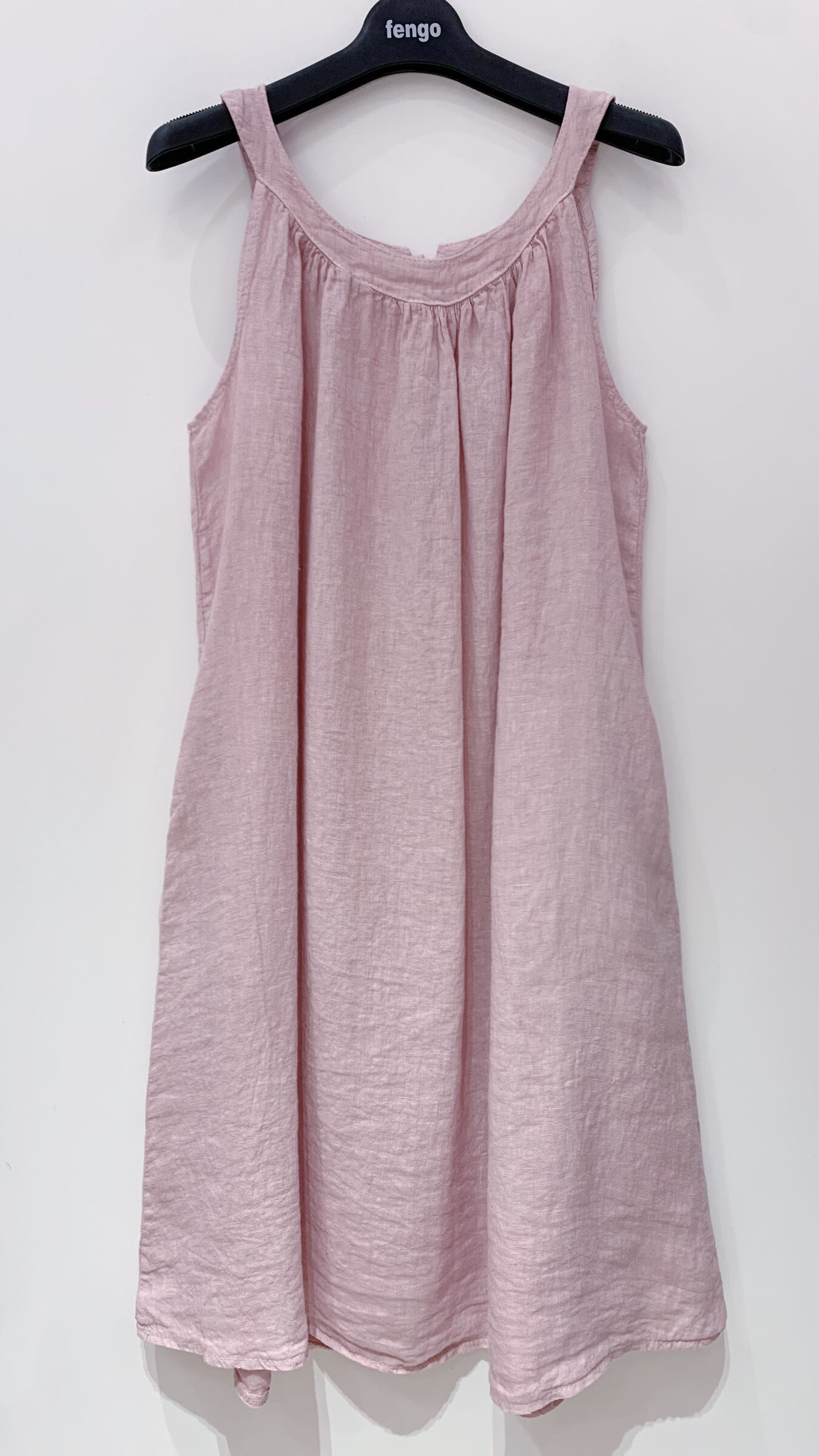 Großhändler Fengo by Pretty Collection - 100% Leinen Midikleid, lockere Passform mit Rückenschleife und 2 Taschen
