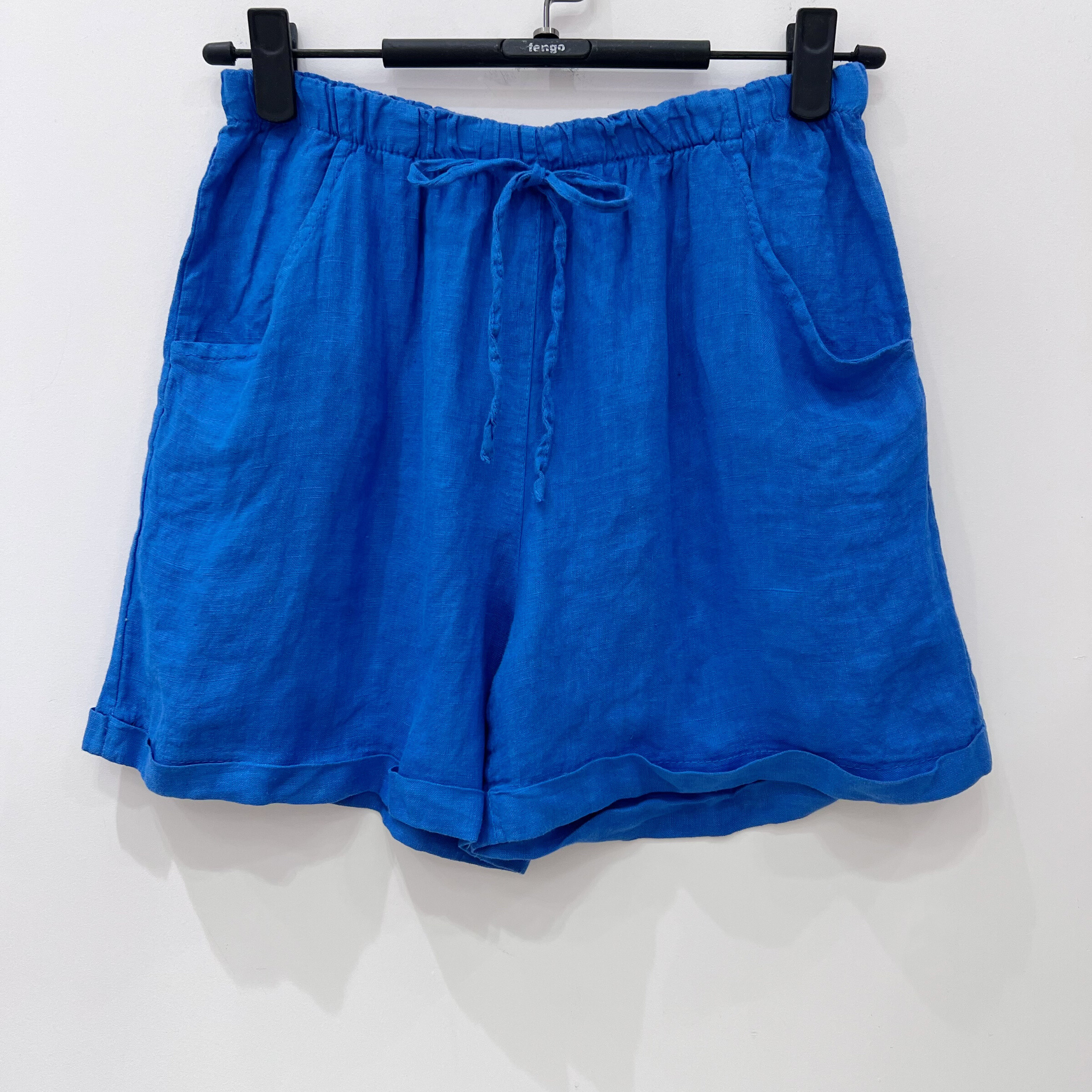Mayorista Fengo by Pretty Collection - Shorts básicos de lino, con 2 bolsillos y cordón para atar