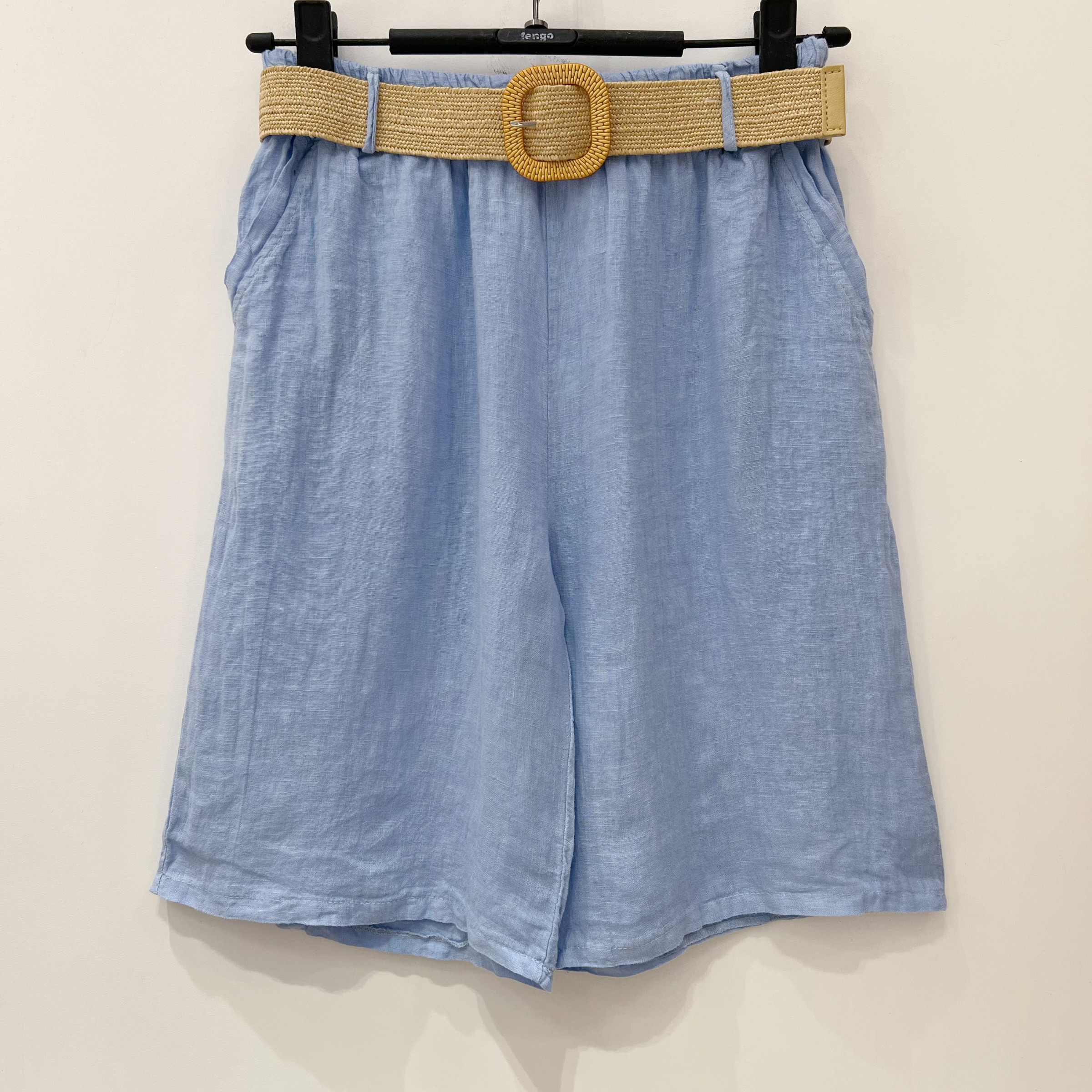 Wholesaler Fengo by Pretty Collection - 100% Linen Bermuda Shorts with Built-in Belt